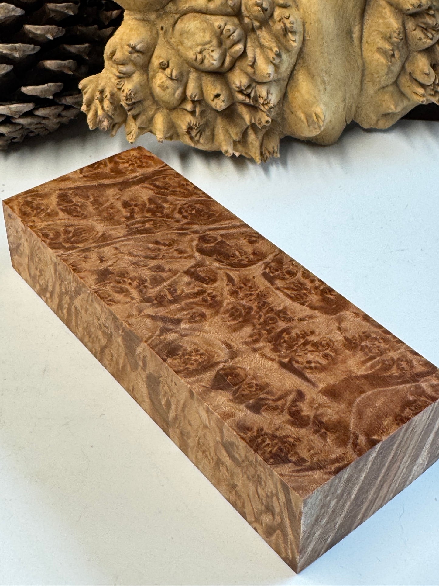 BLM55 Stabilized Big Leaf Maple Burl Knife Scales 1911 Grips Natural Burl