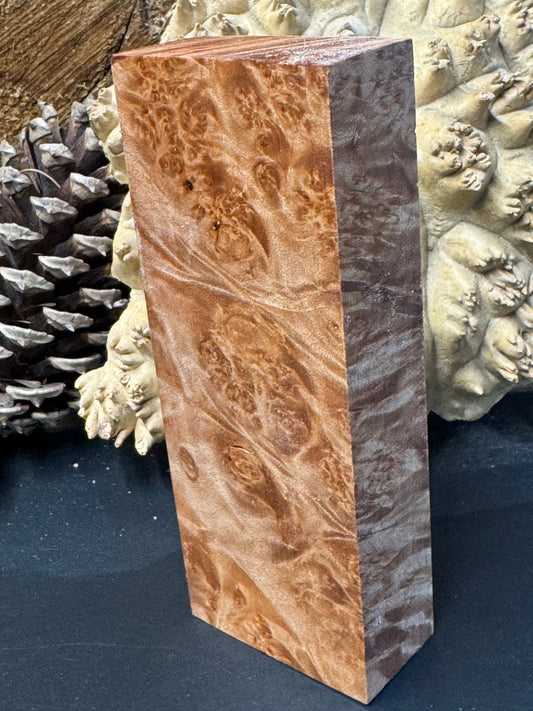 BLM56 Stabilized Big Leaf Maple Burl Knife Scales 1911 Grips Natural Burl