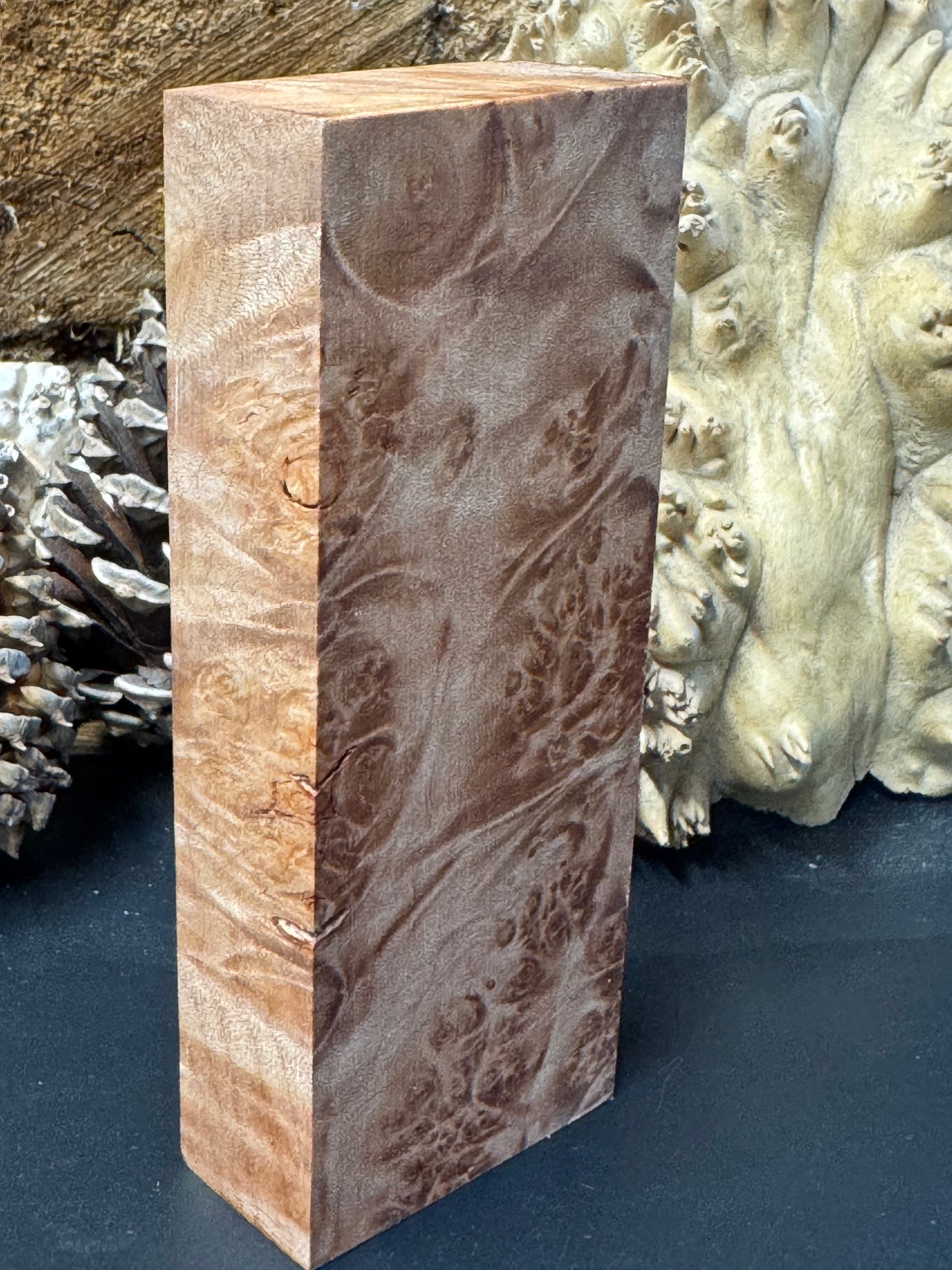 BLM56 Stabilized Big Leaf Maple Burl Knife Scales 1911 Grips Natural Burl