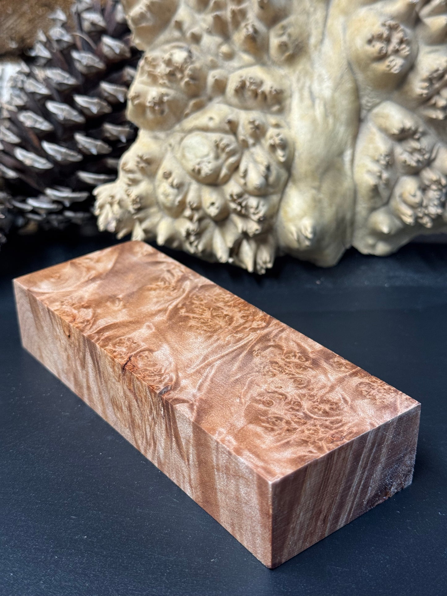 BLM56 Stabilized Big Leaf Maple Burl Knife Scales 1911 Grips Natural Burl