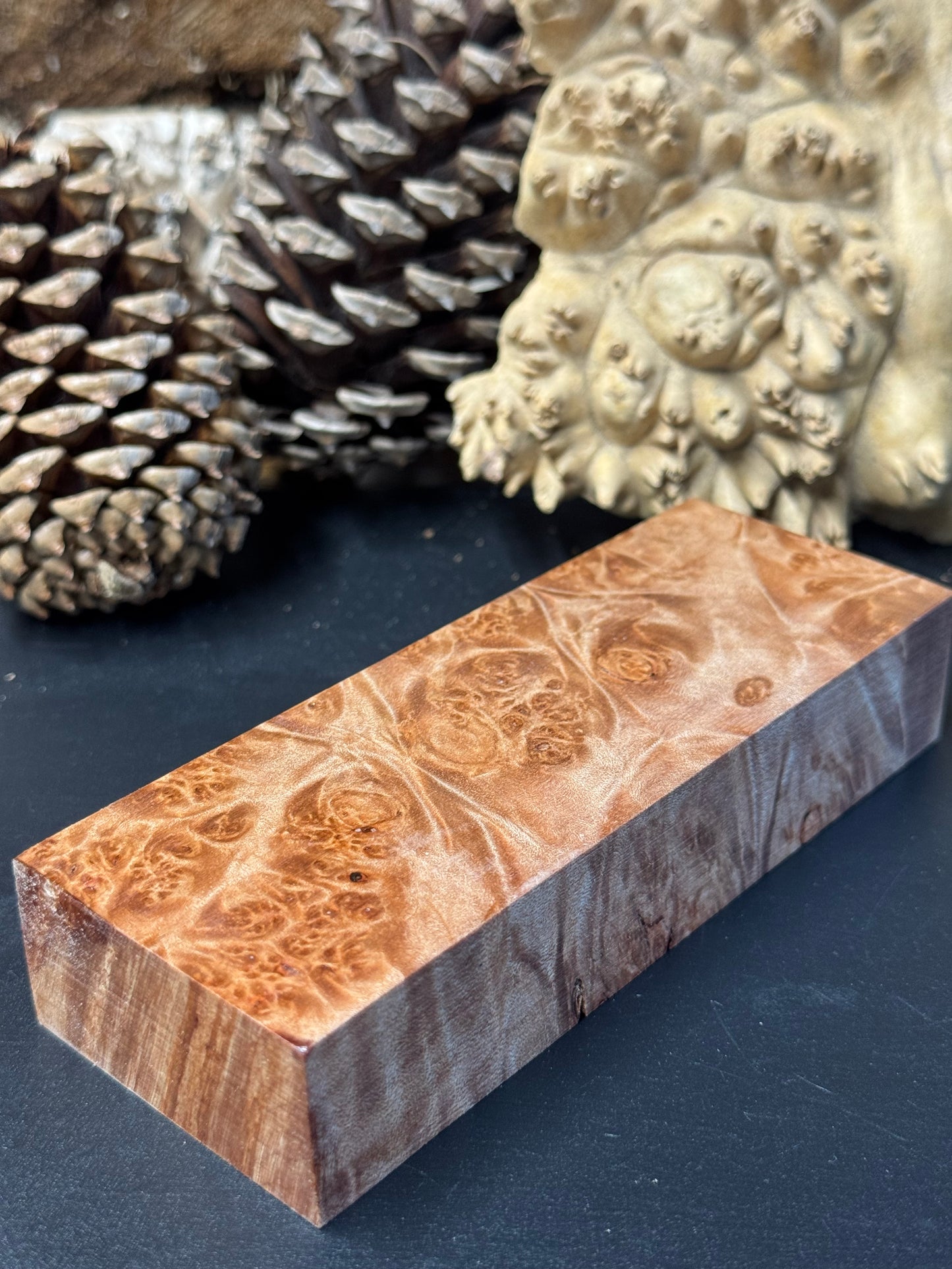 BLM56 Stabilized Big Leaf Maple Burl Knife Scales 1911 Grips Natural Burl