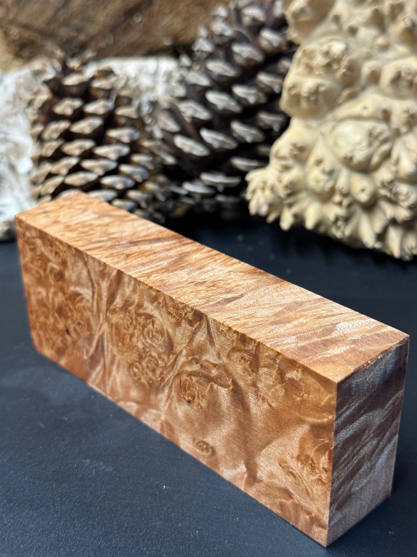 BLM56 Stabilized Big Leaf Maple Burl Knife Scales 1911 Grips Natural Burl