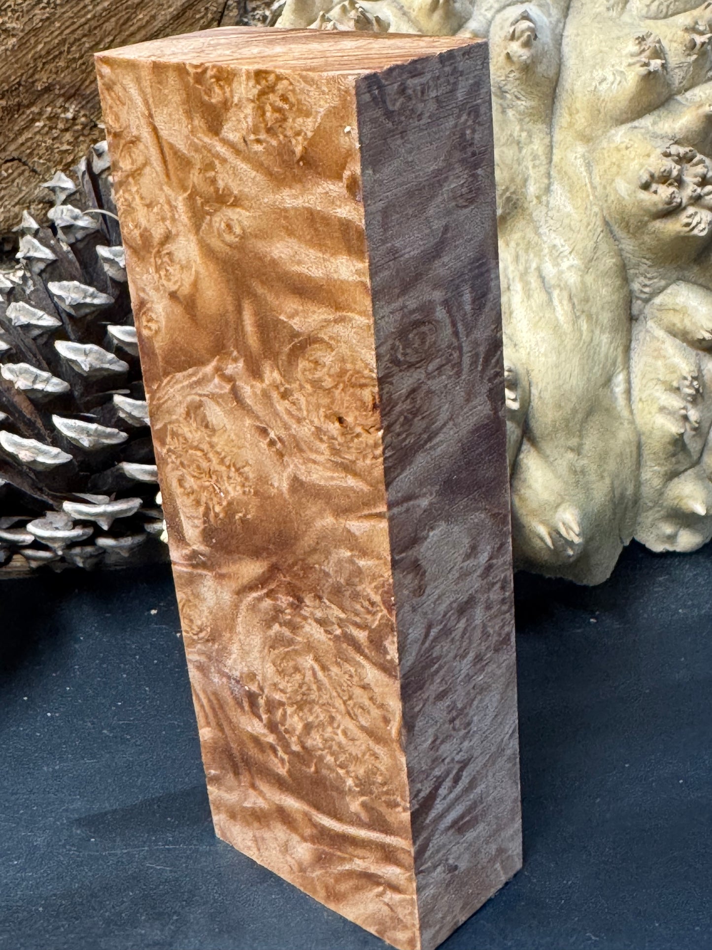 BLM57 Stabilized Big Leaf Maple Burl Knife Scales 1911 Grips Natural Burl