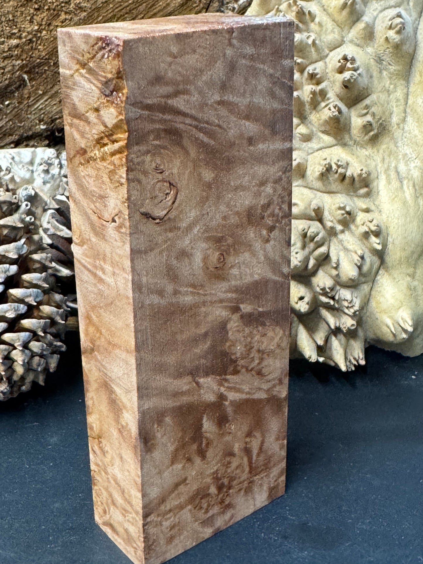 BLM57 Stabilized Big Leaf Maple Burl Knife Scales 1911 Grips Natural Burl