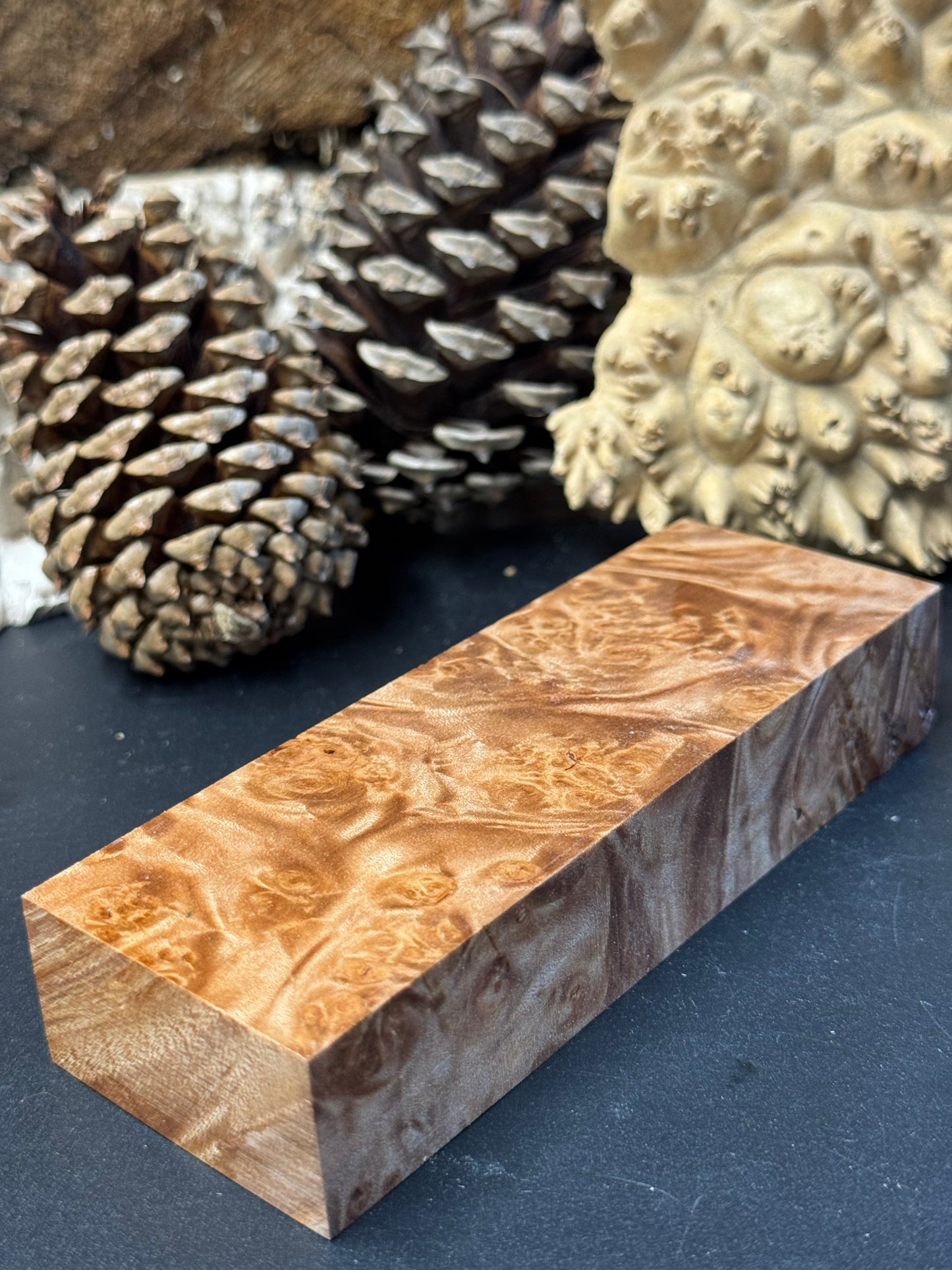 BLM57 Stabilized Big Leaf Maple Burl Knife Scales 1911 Grips Natural Burl