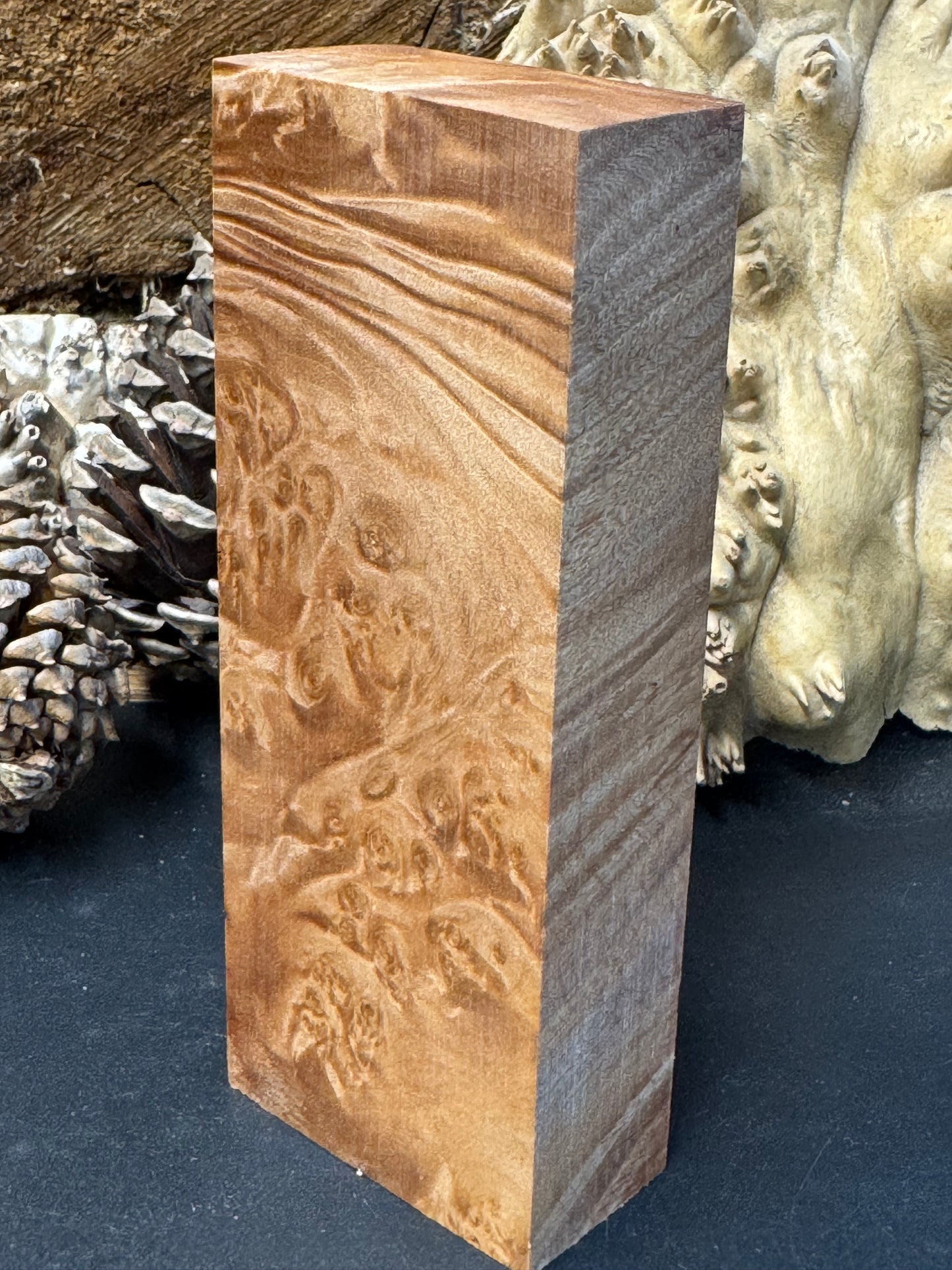 BLM58 Stabilized Big Leaf Maple Burl Knife Scales 1911 Grips Natural Burl