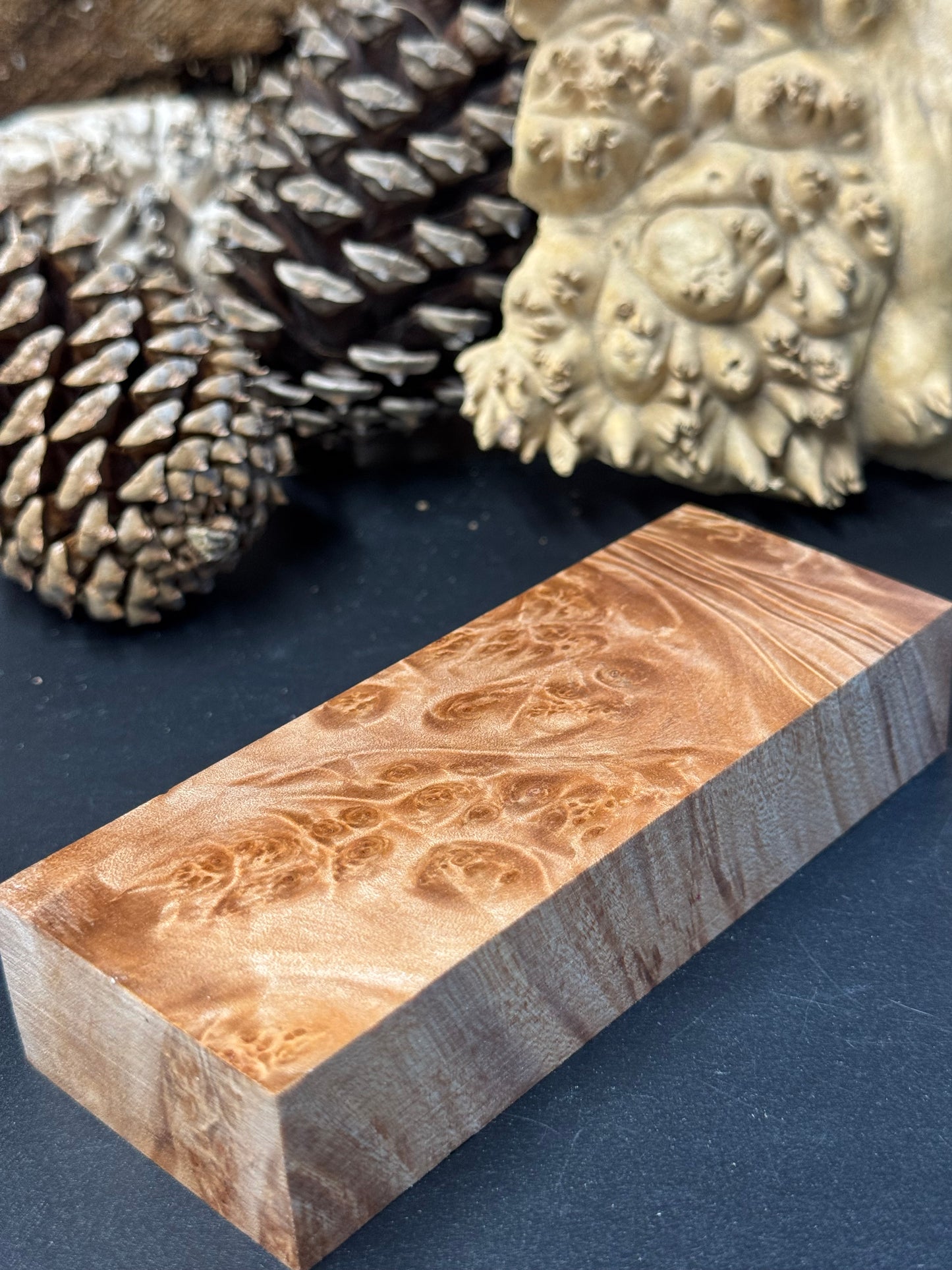BLM58 Stabilized Big Leaf Maple Burl Knife Scales 1911 Grips Natural Burl