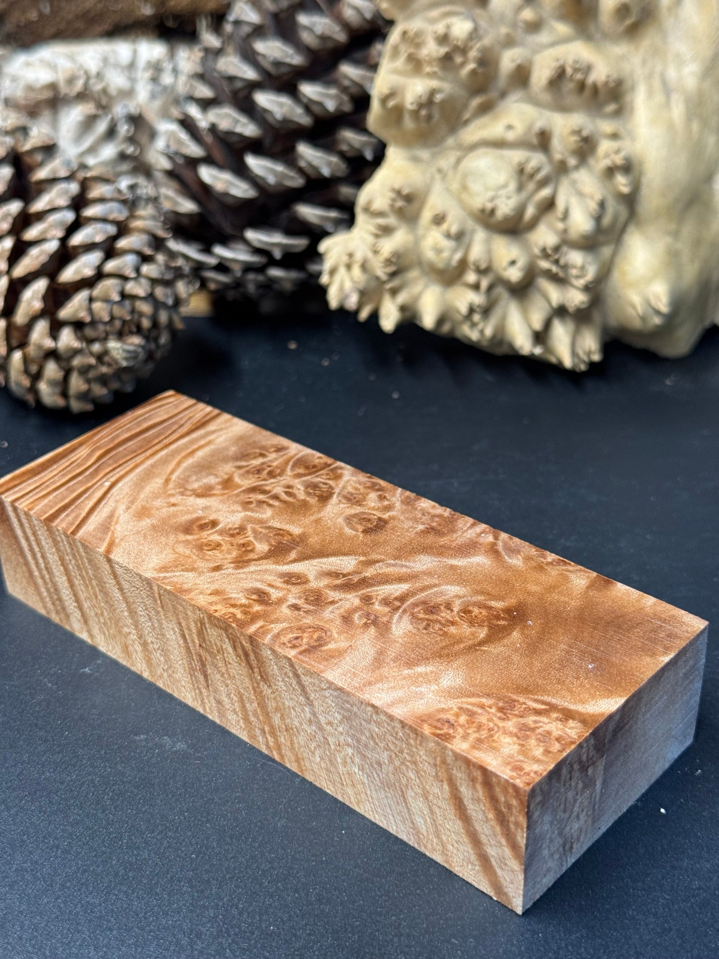 BLM58 Stabilized Big Leaf Maple Burl Knife Scales 1911 Grips Natural Burl