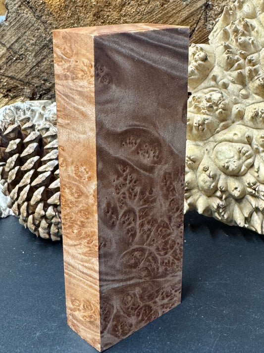BLM59 Stabilized Big Leaf Maple Burl Knife Scales 1911 Grips Natural Burl