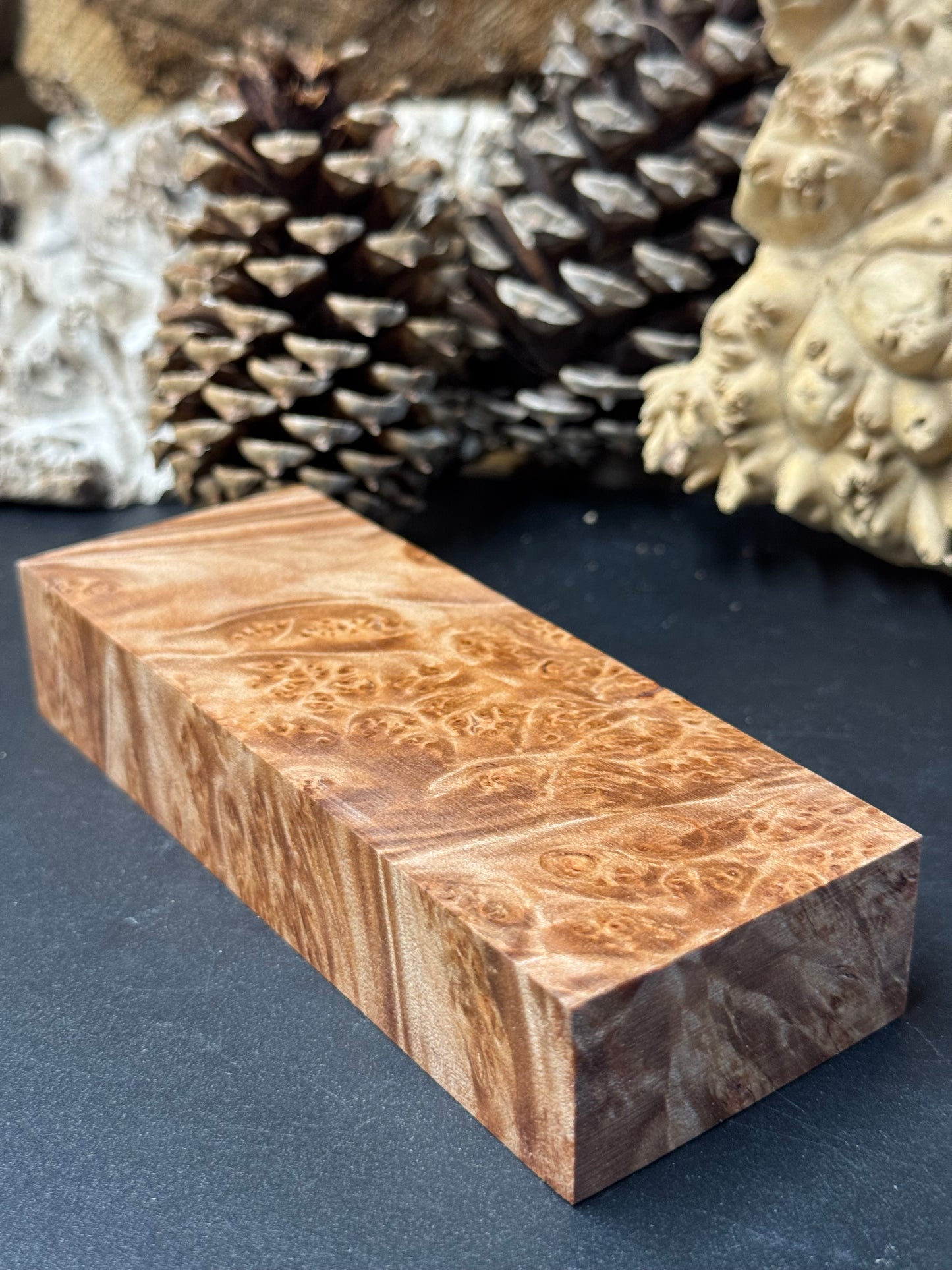 BLM59 Stabilized Big Leaf Maple Burl Knife Scales 1911 Grips Natural Burl