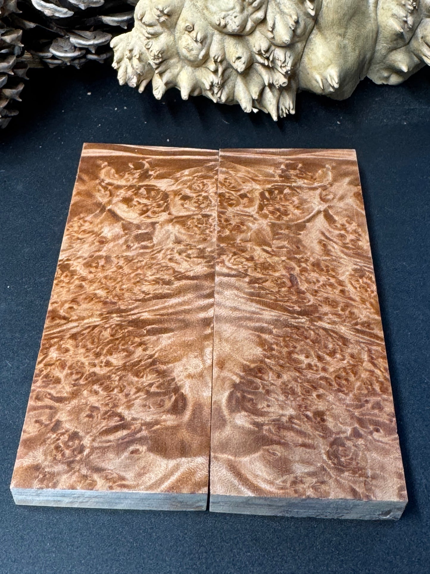 BLM62 Stabilized Big Leaf Maple Burl Knife Scales 1911 Grips Natural Burl