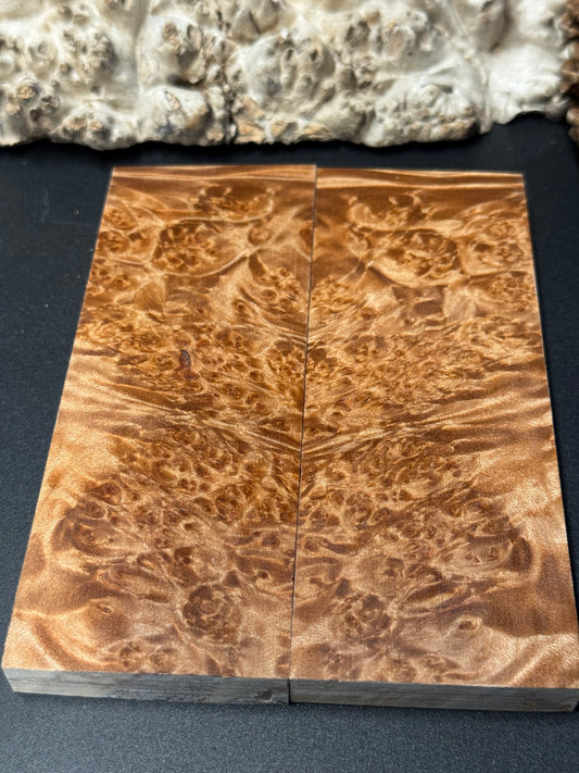 BLM62 Stabilized Big Leaf Maple Burl Knife Scales 1911 Grips Natural Burl