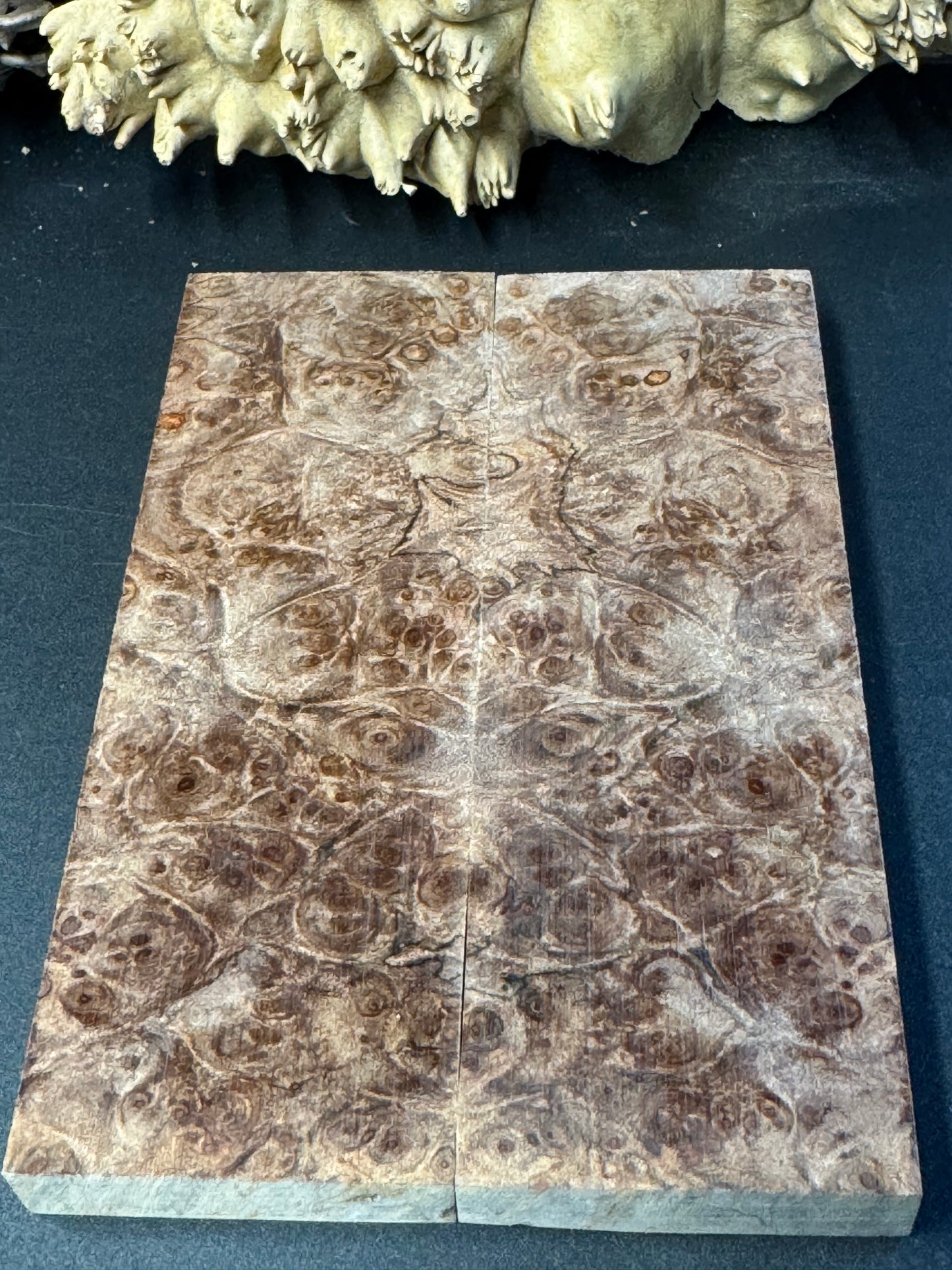 RM1 Stabilized Roasted Big Leaf Maple Burl Knife Scales 1911 Grips Natural Burl