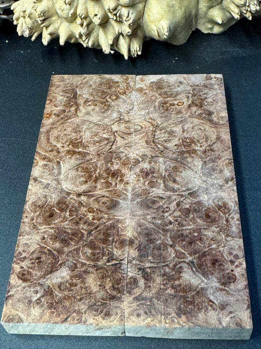 RM1 Stabilized Roasted Big Leaf Maple Burl Knife Scales 1911 Grips Natural Burl