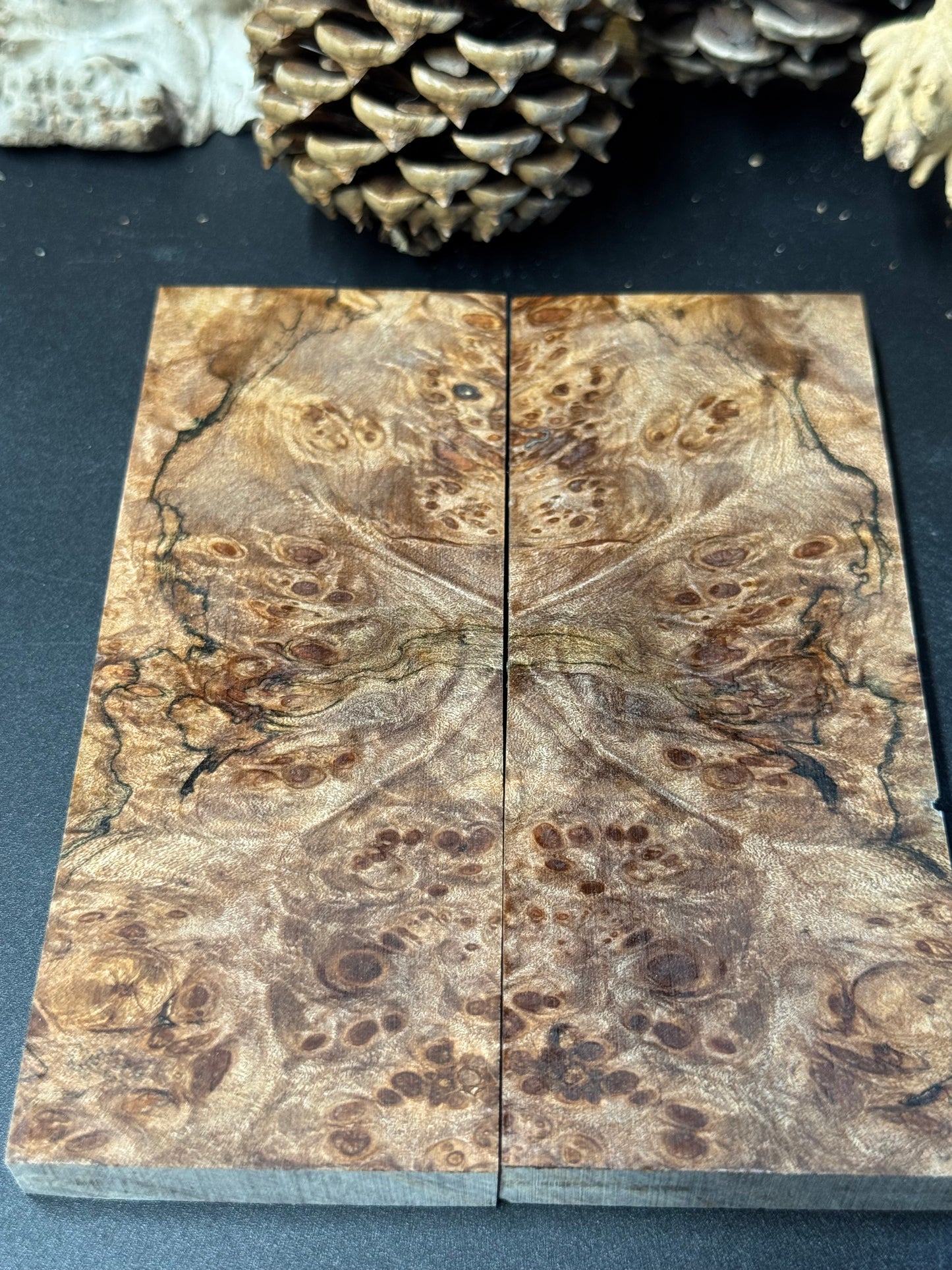 RM2 Stabilized Roasted Big Leaf Maple Burl Knife Scales 1911 Grips Natural Burl