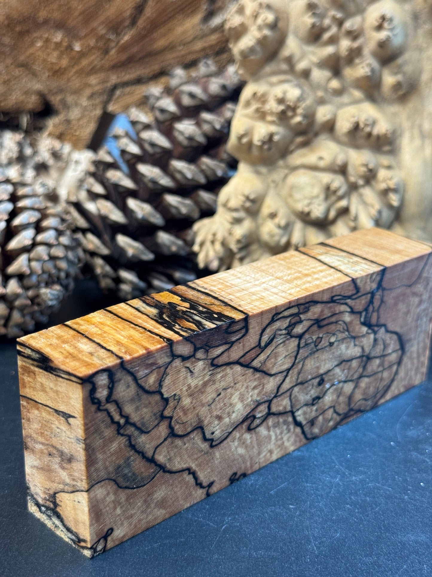 SM20 Stabilized Spalted Sugar Maple Knife Scales/Block 1911 Grips Natural