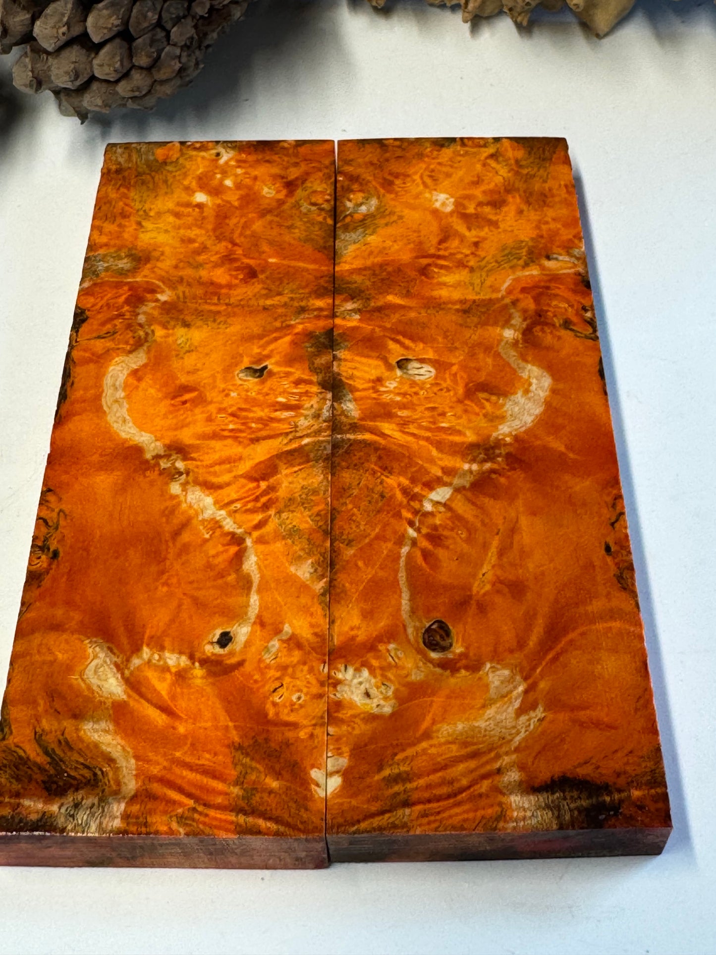 BE71 Stabilized Box Elder Burl Knife Scales / 1911 Grips – Premium Burl Wood Handle Material