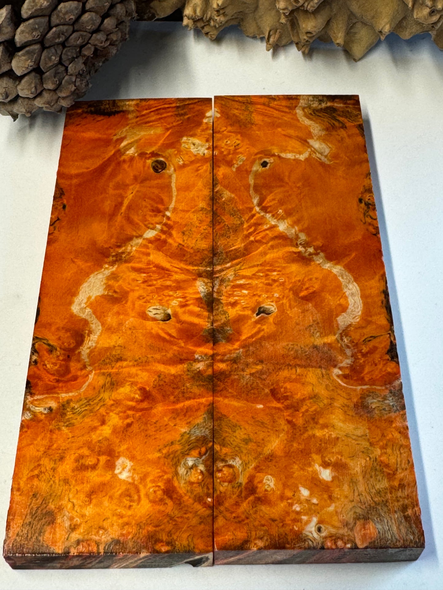 BE71 Stabilized Box Elder Burl Knife Scales / 1911 Grips – Premium Burl Wood Handle Material