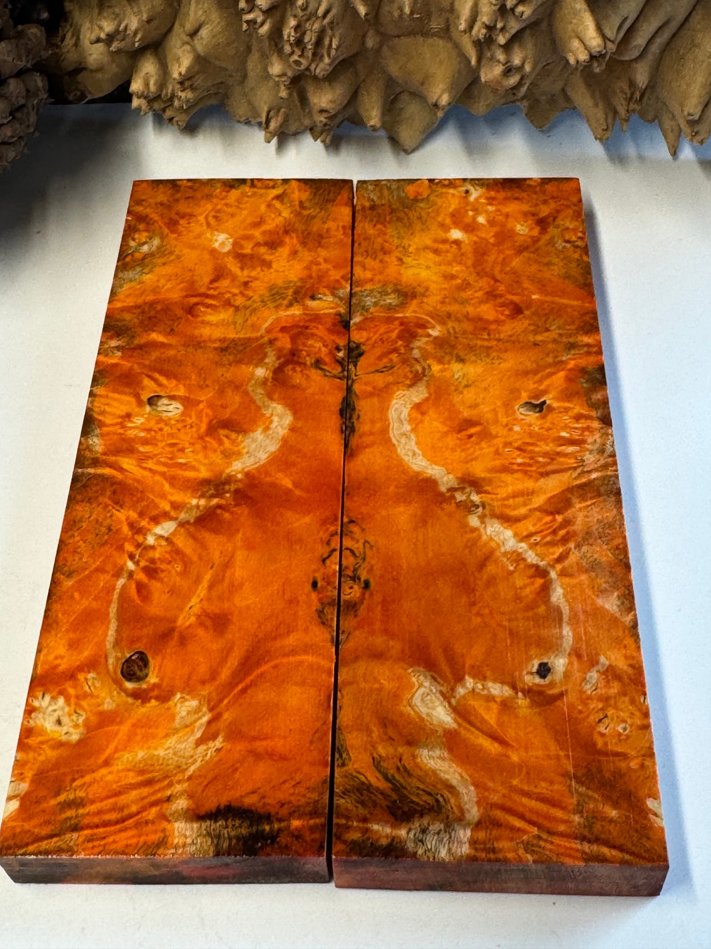 BE71 Stabilized Box Elder Burl Knife Scales / 1911 Grips – Premium Burl Wood Handle Material