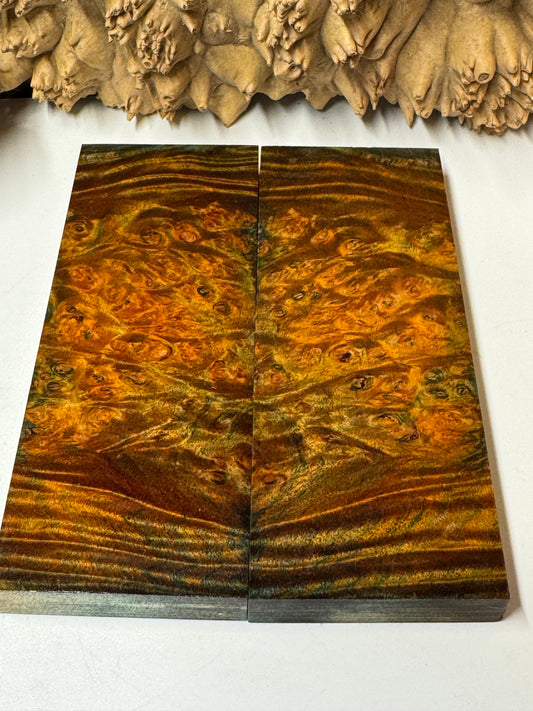 BLM18 Stabilized Big Leaf Maple Burl Knife Scales 1911 Grips Natural Burl