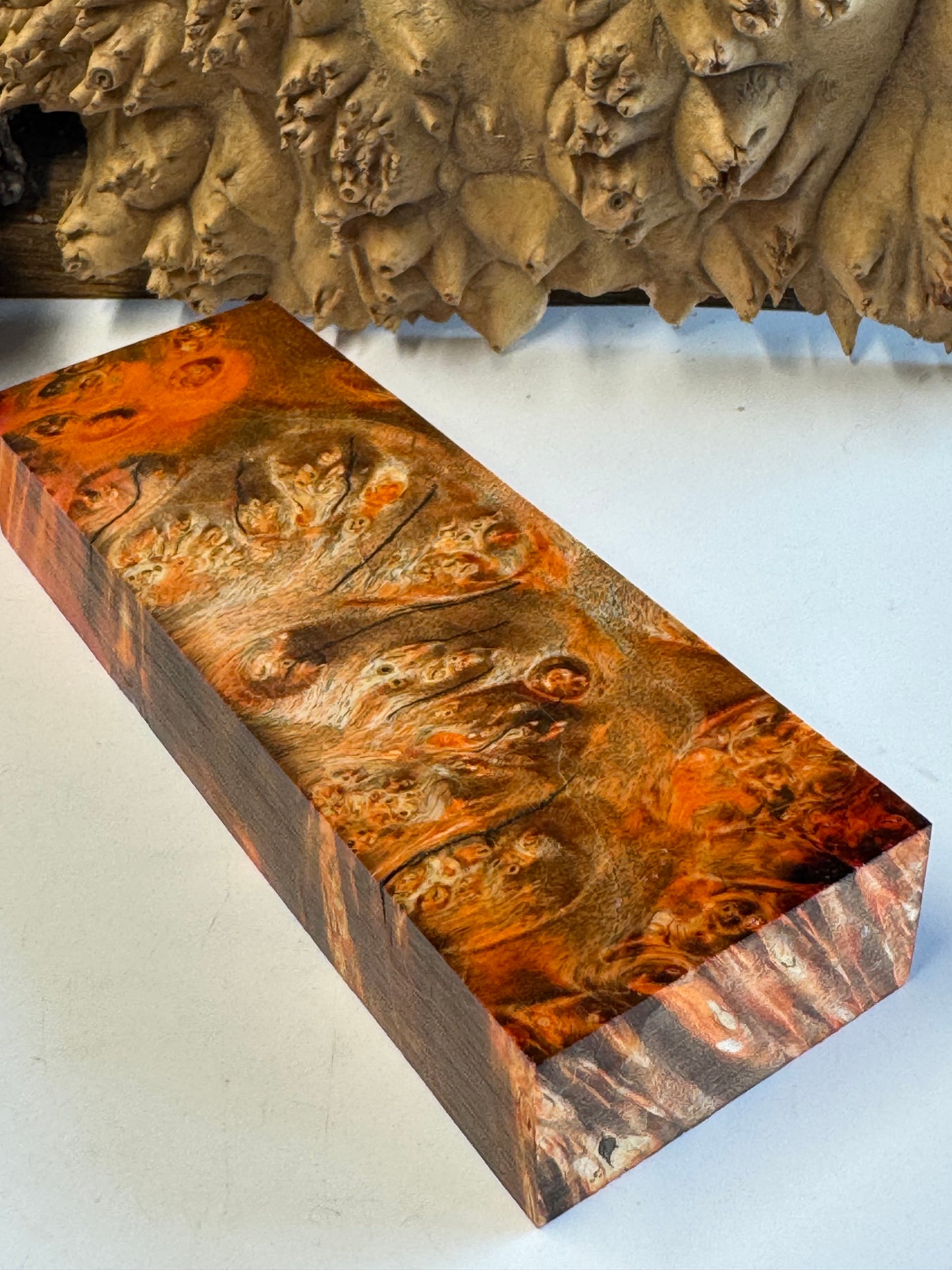 BE73 Stabilized Box Elder Burl Knife Block 1911 Grips Handle Material