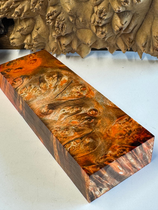 BE73 Stabilized Box Elder Burl Knife Block 1911 Grips Handle Material