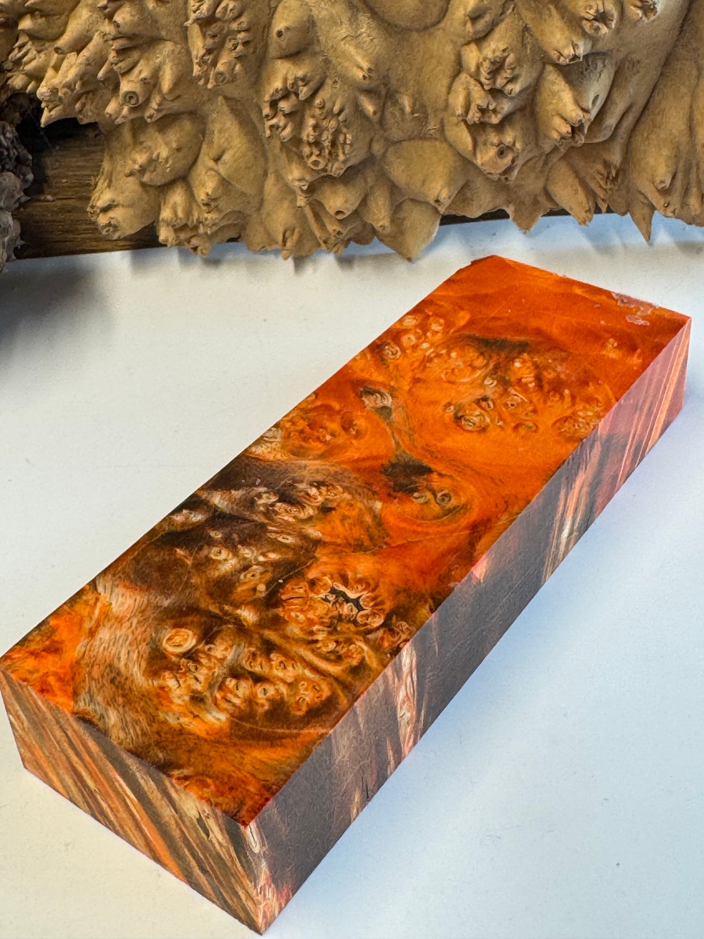 BE73 Stabilized Box Elder Burl Knife Block 1911 Grips Handle Material