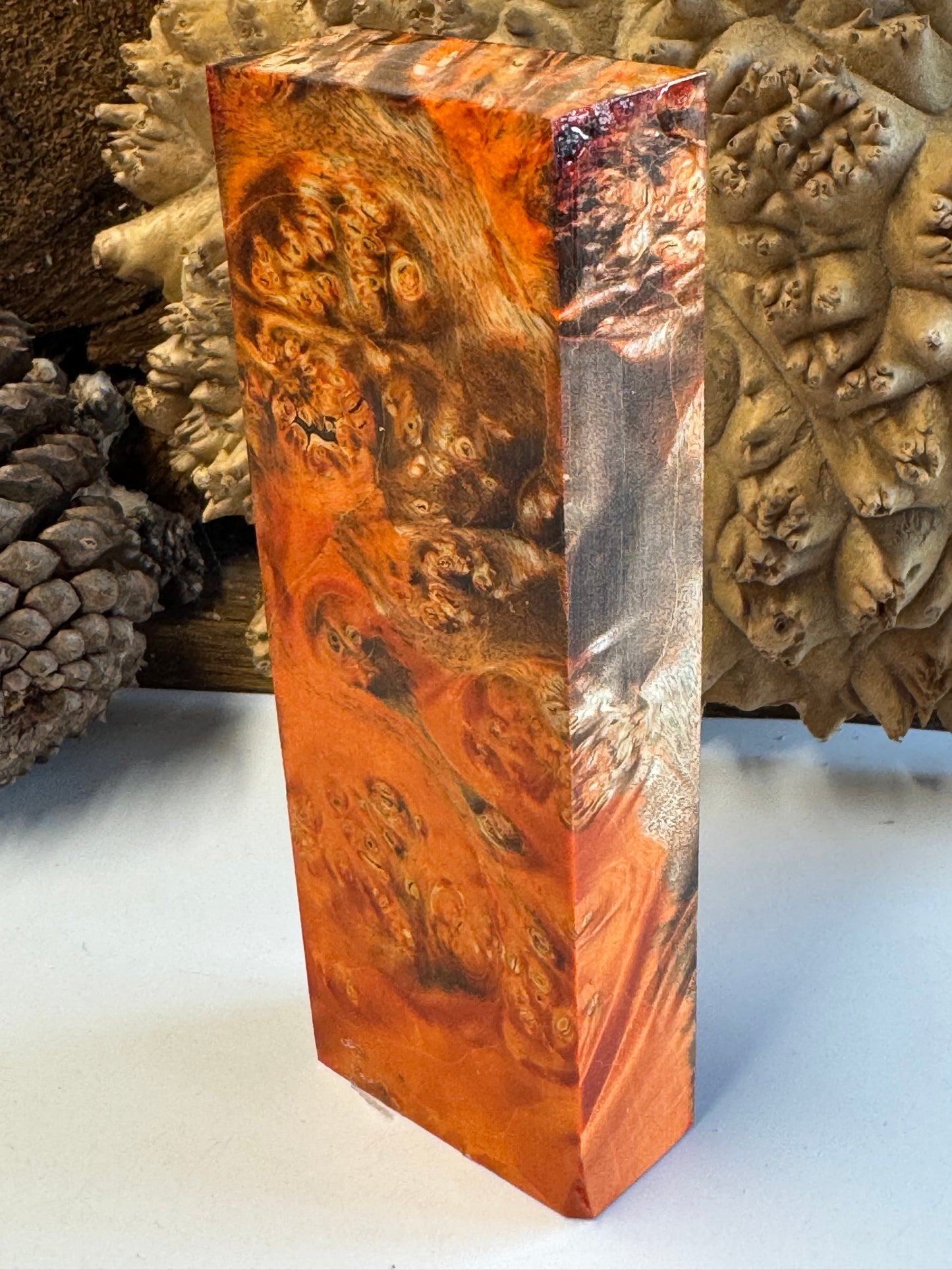 BE73 Stabilized Box Elder Burl Knife Block 1911 Grips Handle Material