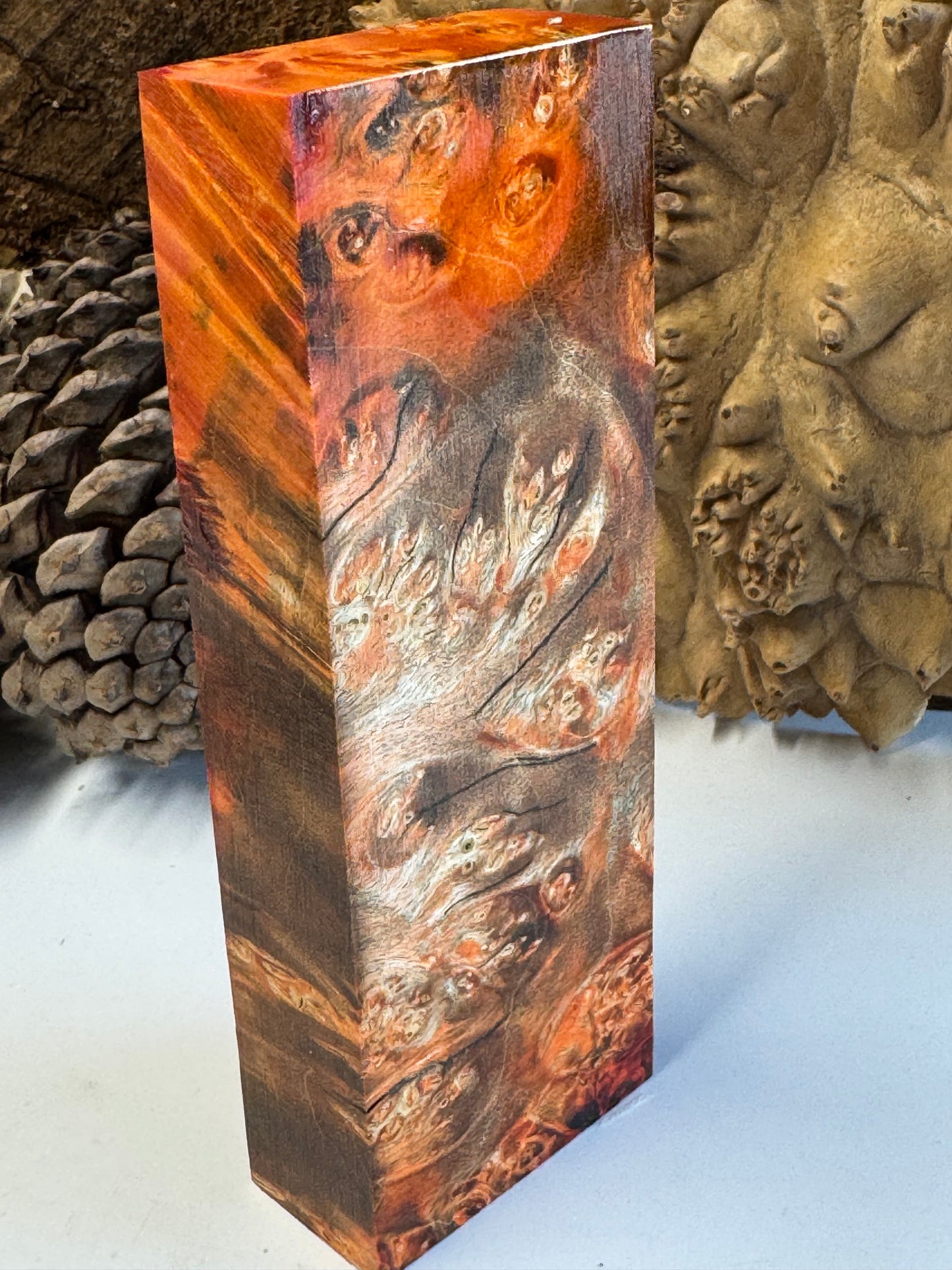 BE73 Stabilized Box Elder Burl Knife Block 1911 Grips Handle Material