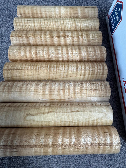 8 - New England Curley Maple Call/Pen Turning rounds  1-1/8" X 5-1/4" AAA