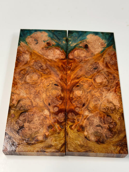 Stabilized Burl Big Leaf Maple Knife Scales/ Gun Grips 3/8 x 1-13/16" x 5"  BL-7