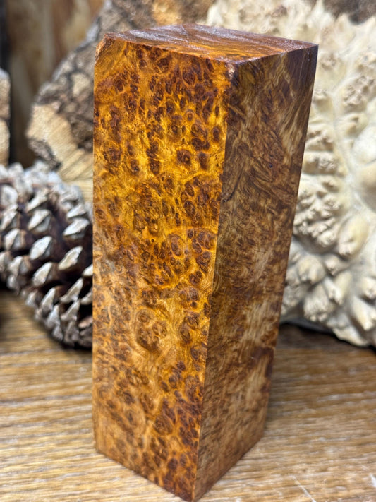 Stabilized Amboyna Burl Turning Block/ 1911 Grips / Knife Block AB20