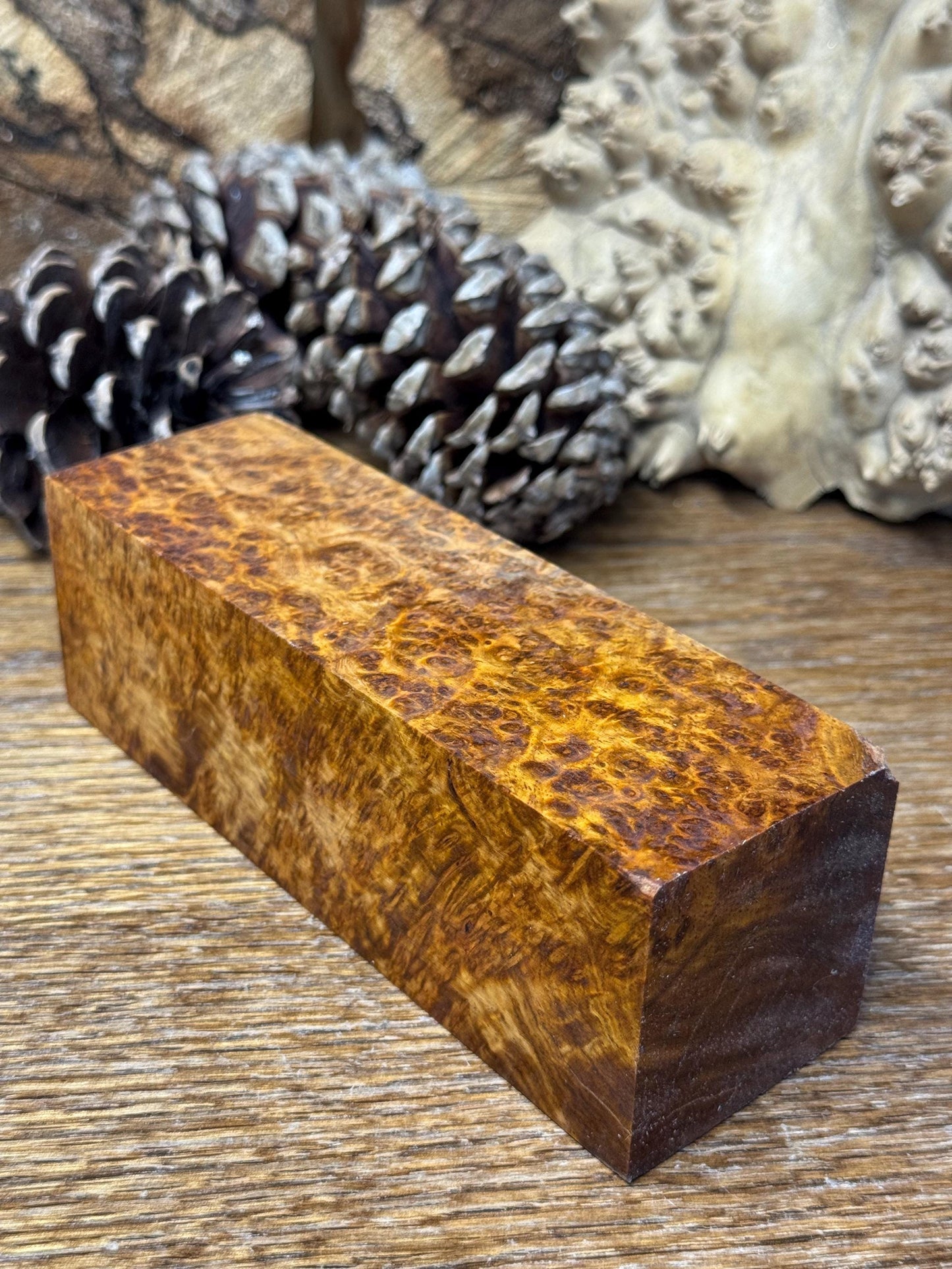 Stabilized Amboyna Burl Turning Block/ 1911 Grips / Knife Block AB20