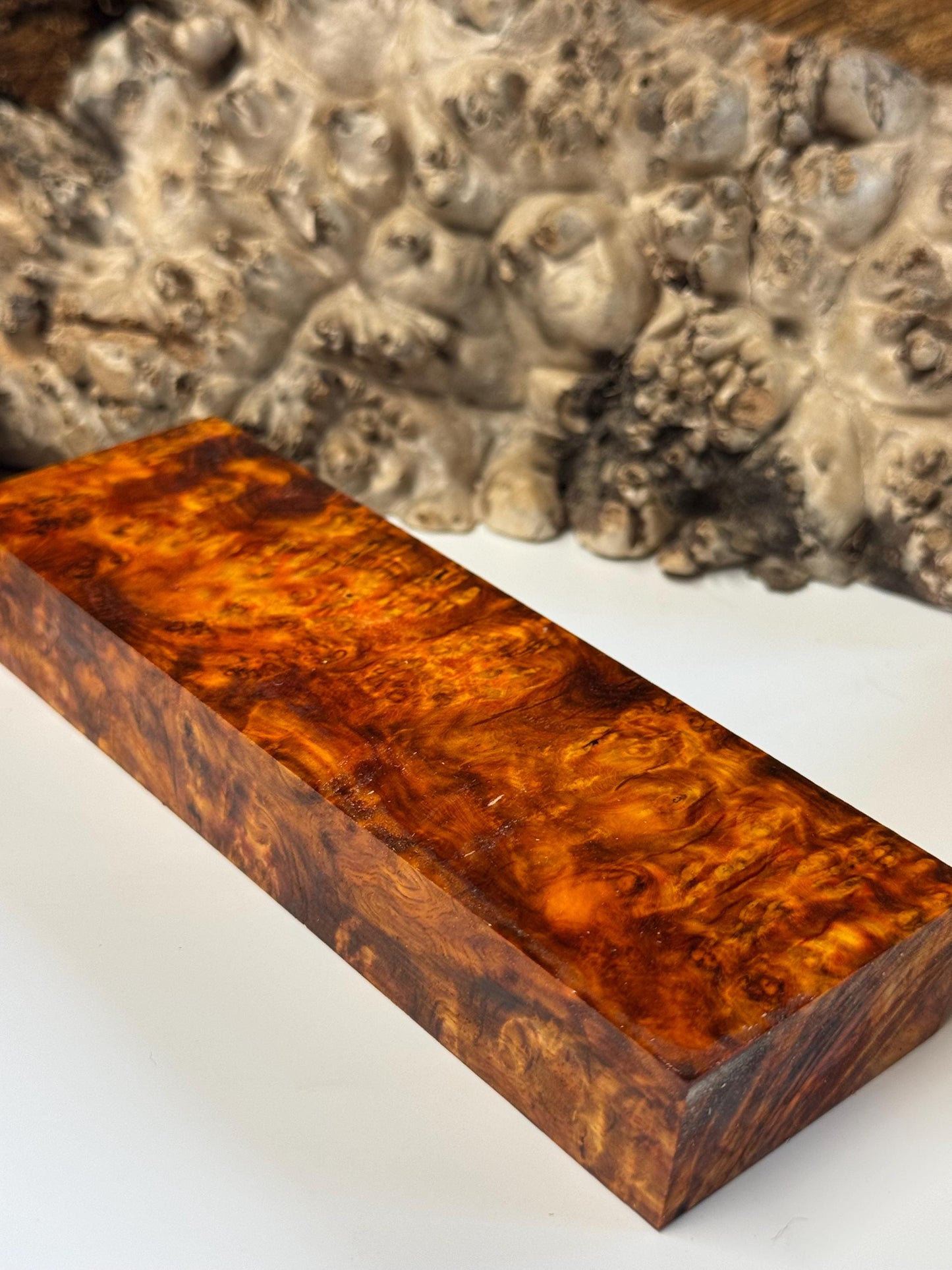 Stabilized Amboyna Burl Turning Block/ 1911 Grips / Knife Block AB34