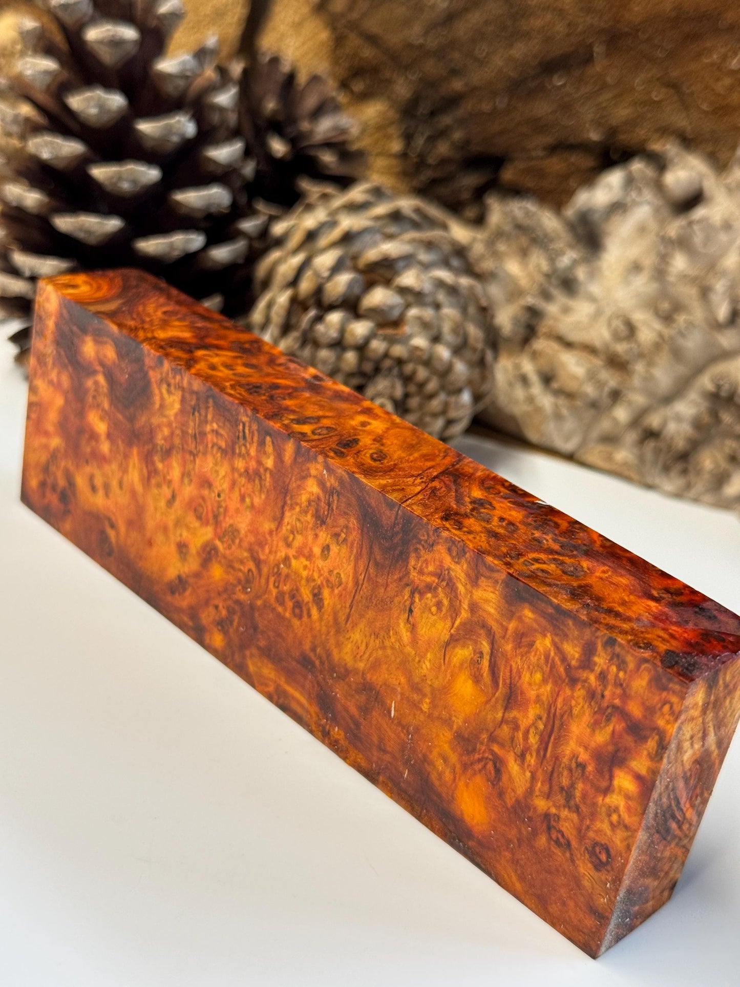 Stabilized Amboyna Burl Turning Block/ 1911 Grips / Knife Block AB34