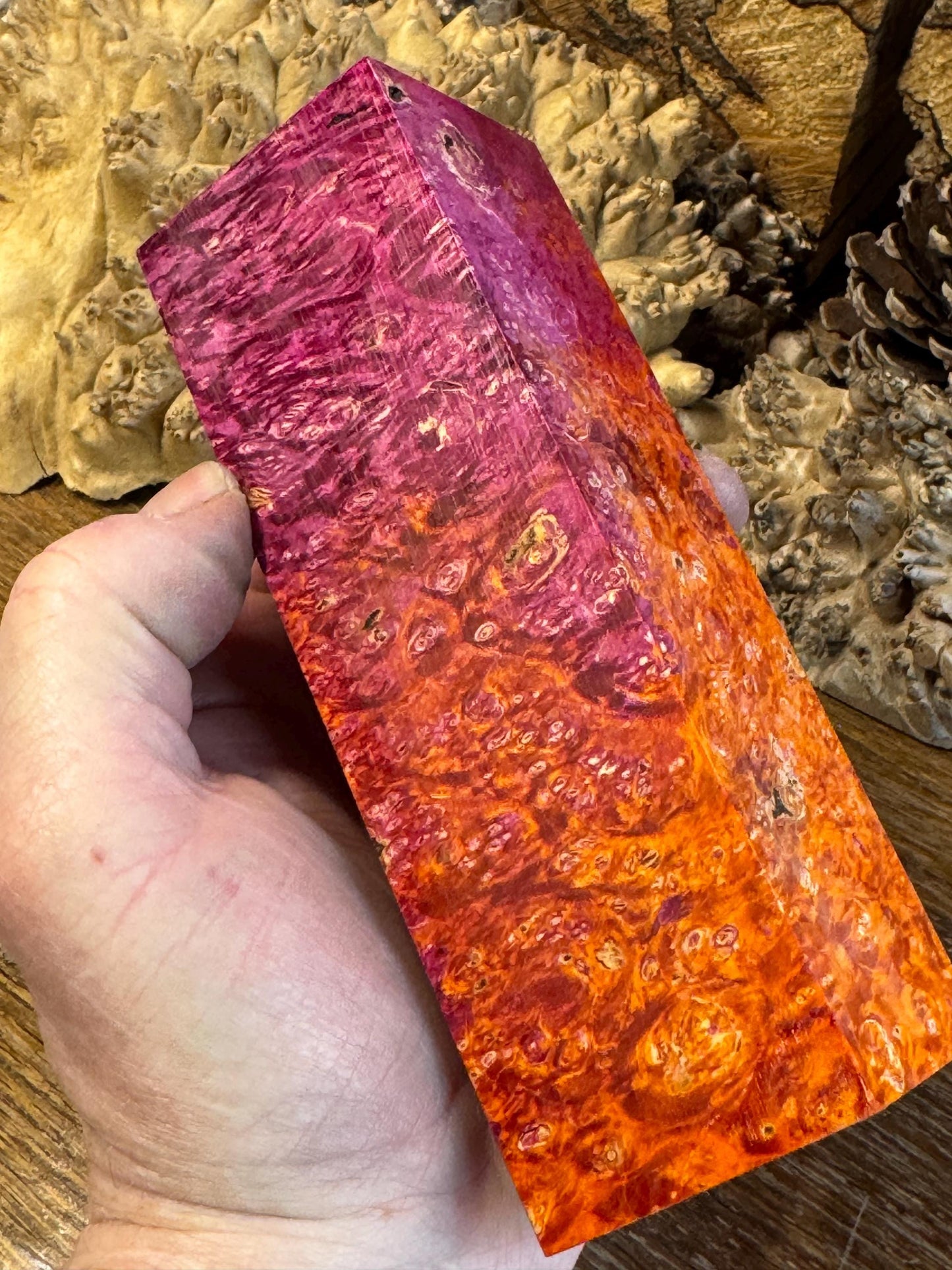 Stabilized Box Elder Burl Knife Scales/ 1911 Grips / Turning Block BE48