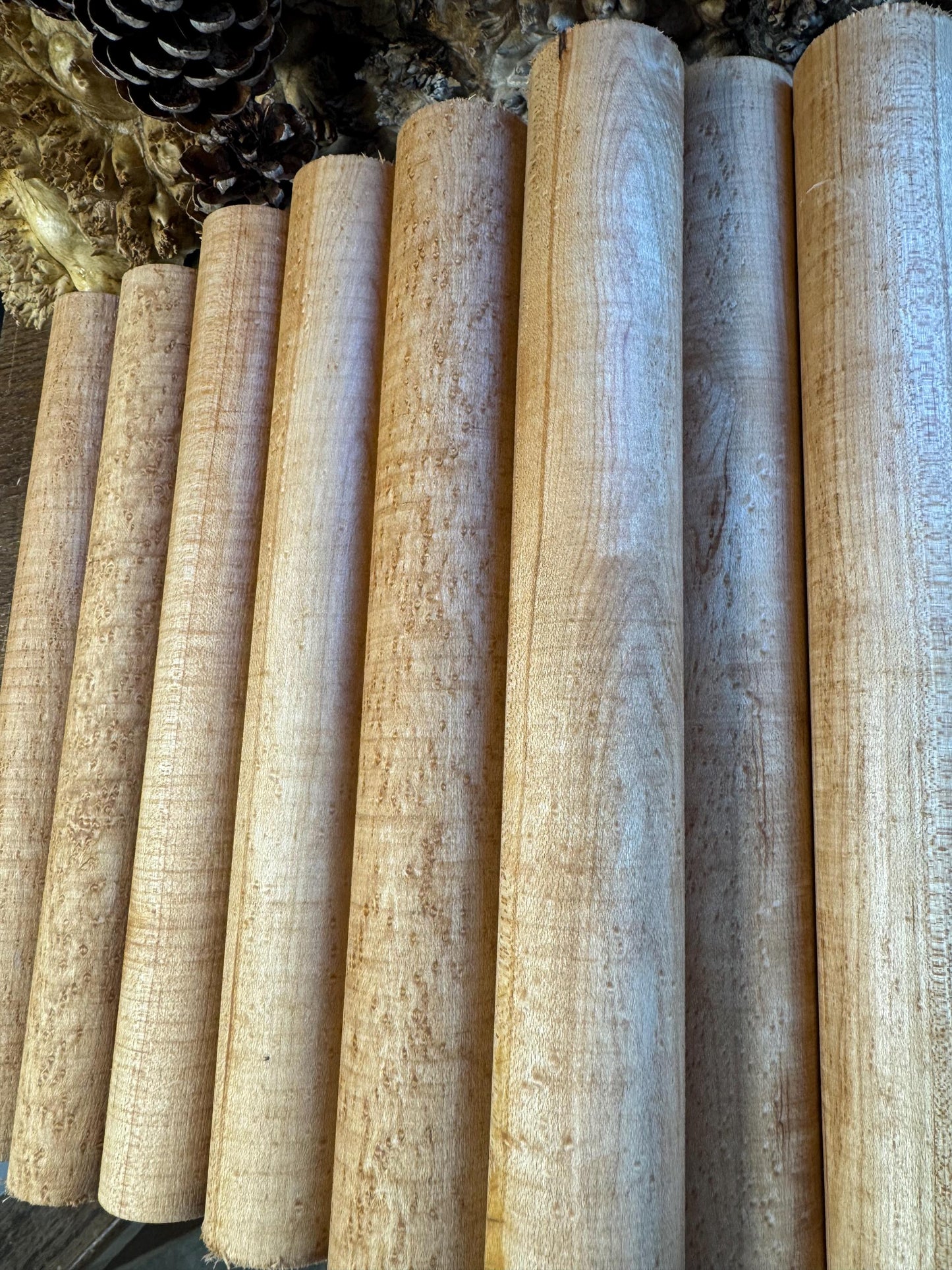 14- New England Birdseye Maple Call/Cue Turning rounds  1-5/8" X 12"