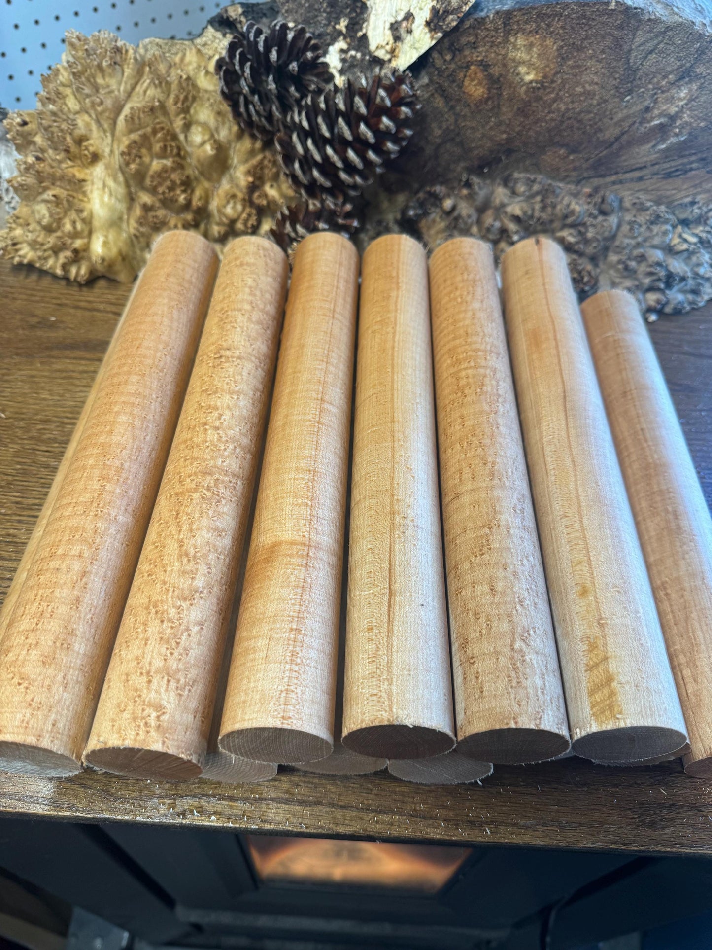 14- New England Birdseye Maple Call/Cue Turning rounds  1-5/8" X 12"