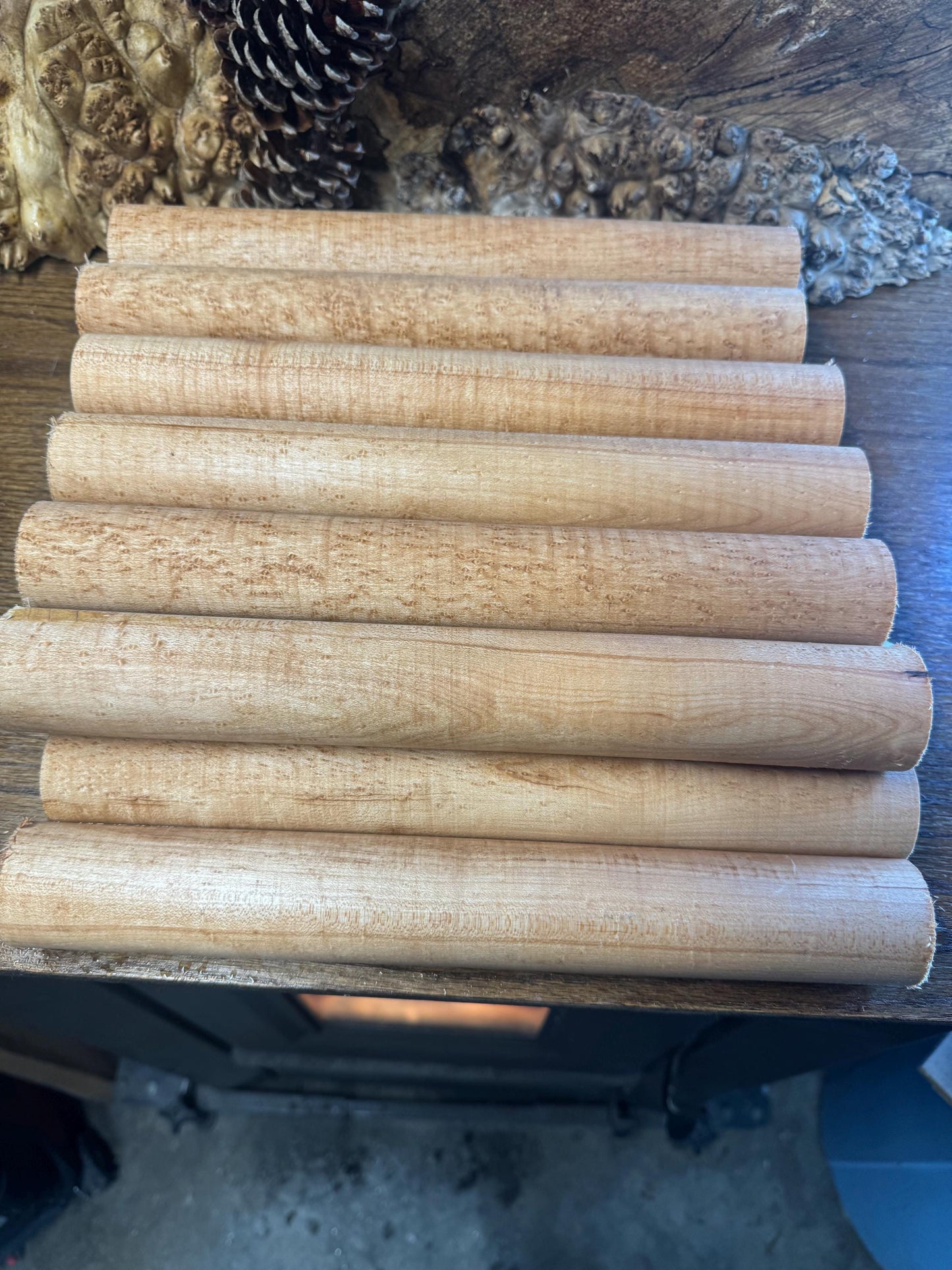 14- New England Birdseye Maple Call/Cue Turning rounds  1-5/8" X 12"