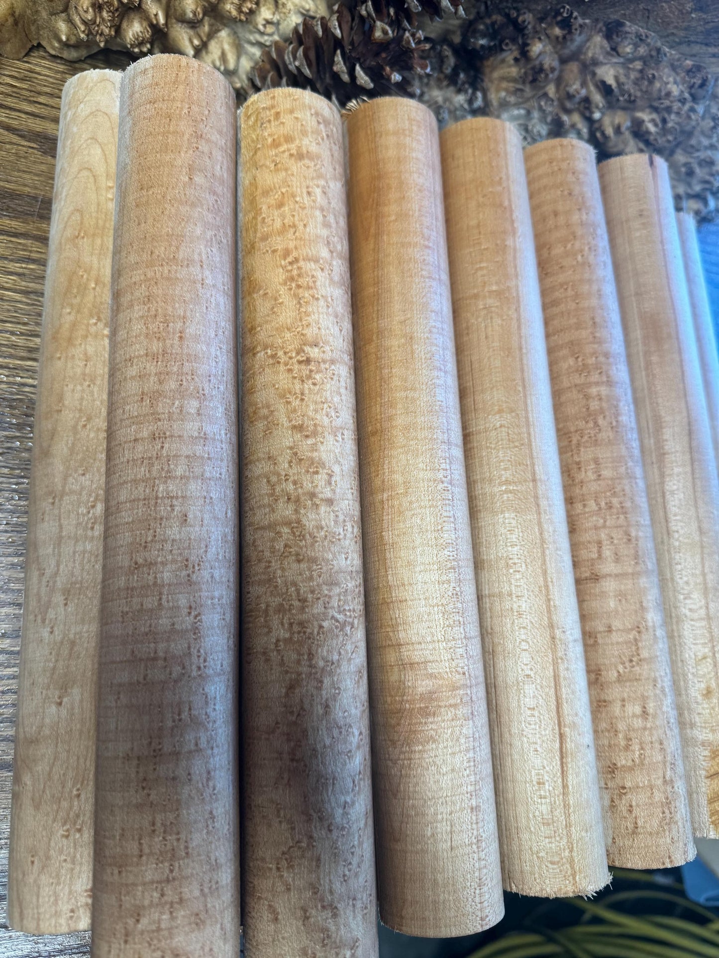 14- New England Birdseye Maple Call/Cue Turning rounds  1-5/8" X 12"