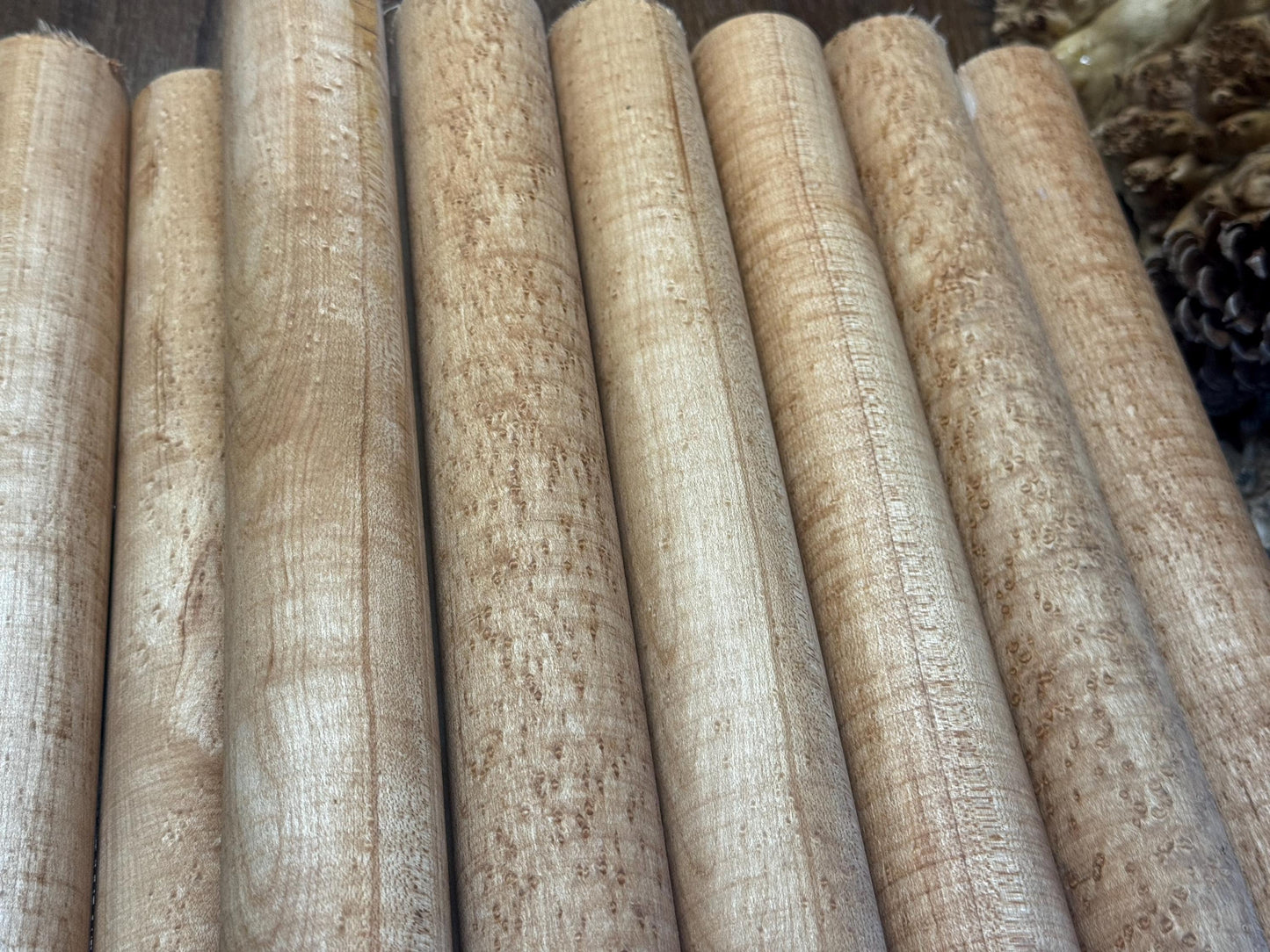 14- New England Birdseye Maple Call/Cue Turning rounds  1-5/8" X 12"