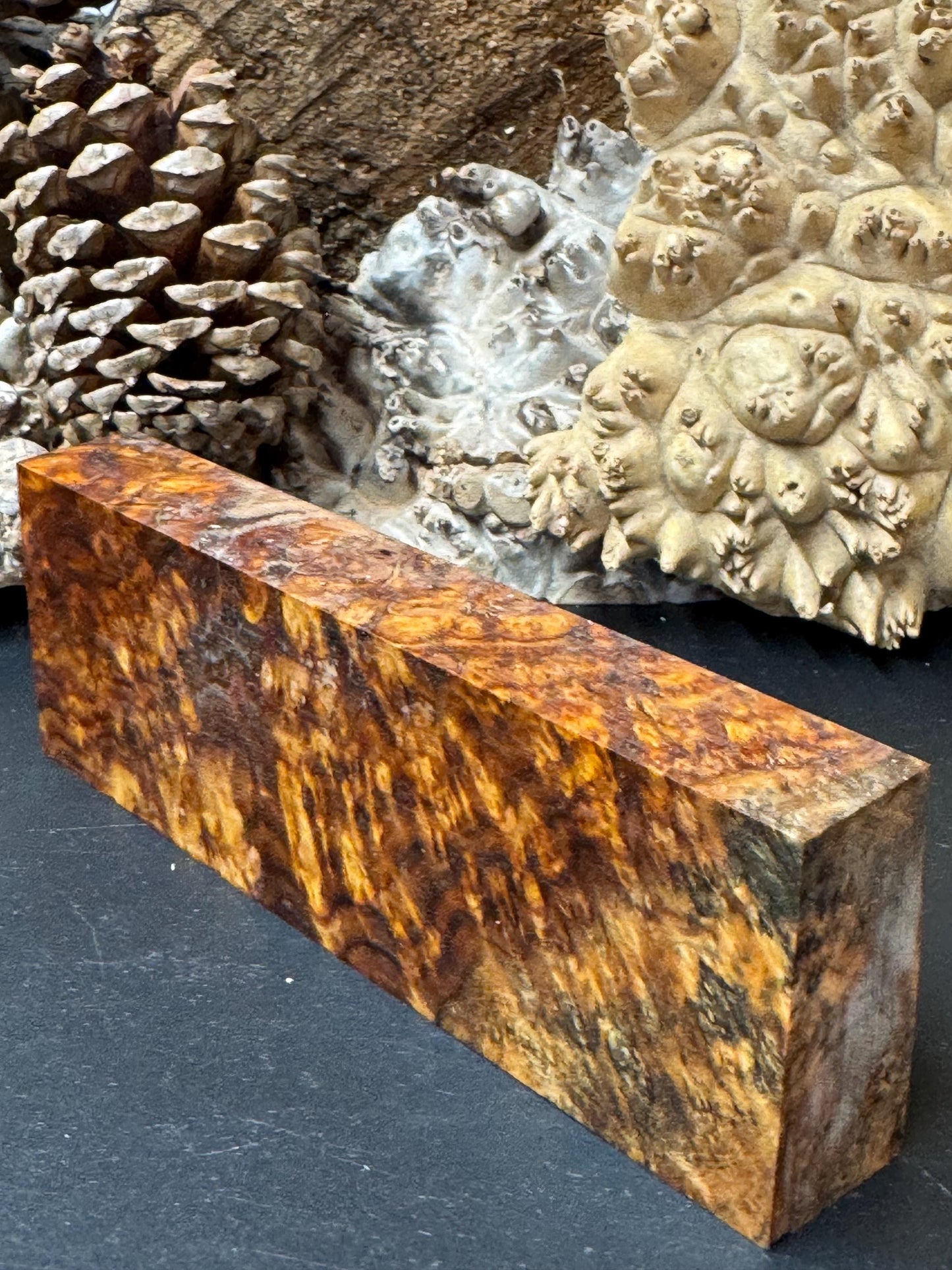 Stabilized Amboyna Burl Turning Block/ 1911 Grips / Knife Block AB1