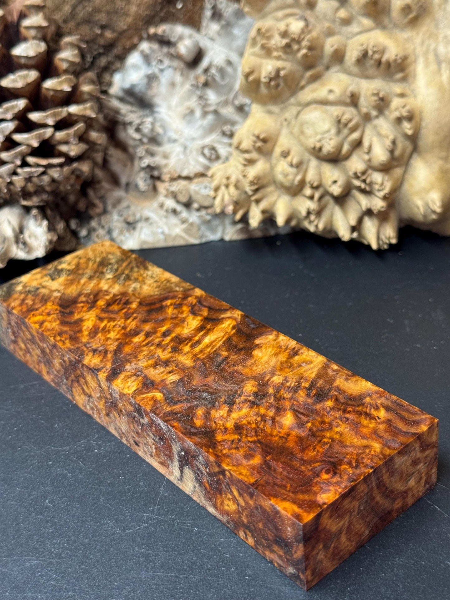 Stabilized Amboyna Burl Turning Block/ 1911 Grips / Knife Block AB1
