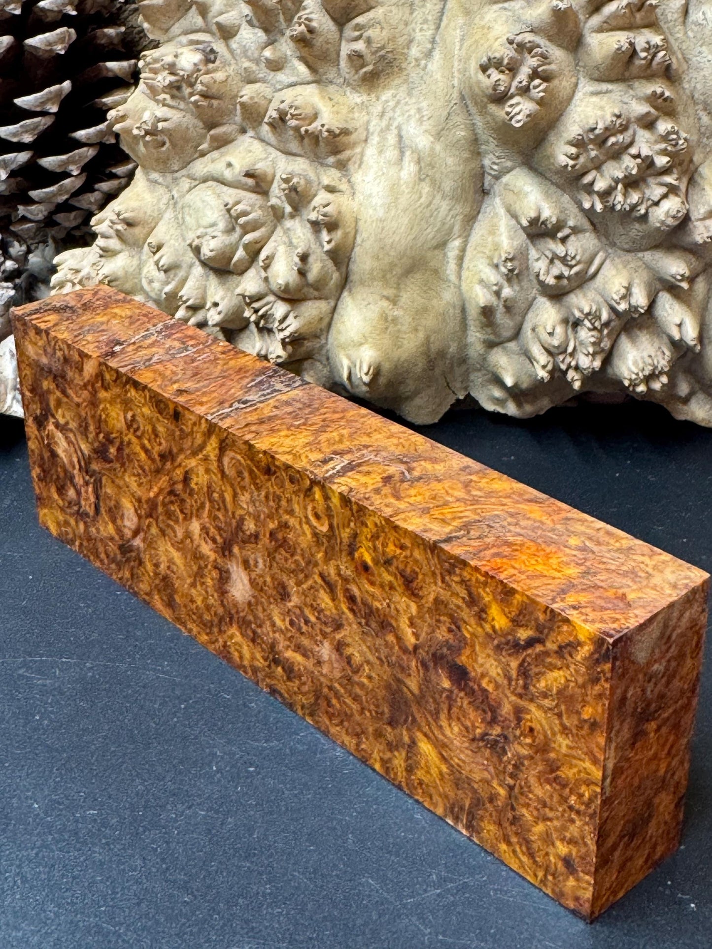 Stabilized Amboyna Burl Turning Block/ 1911 Grips / Knife Block AB2