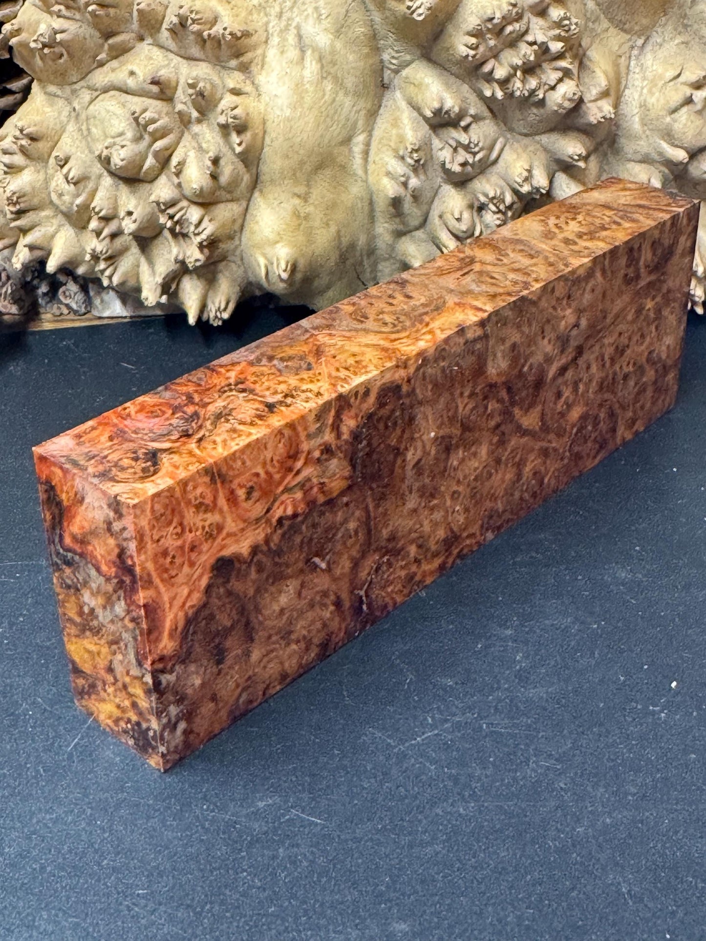 Stabilized Amboyna Burl Turning Block/ 1911 Grips / Knife Block AB3