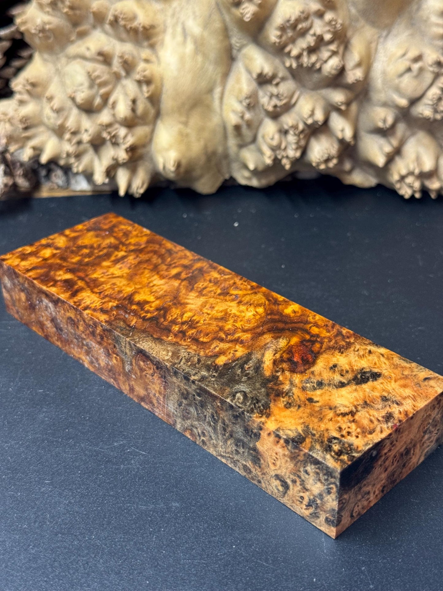 Stabilized Amboyna Burl Turning Block/ 1911 Grips / Knife Block AB4