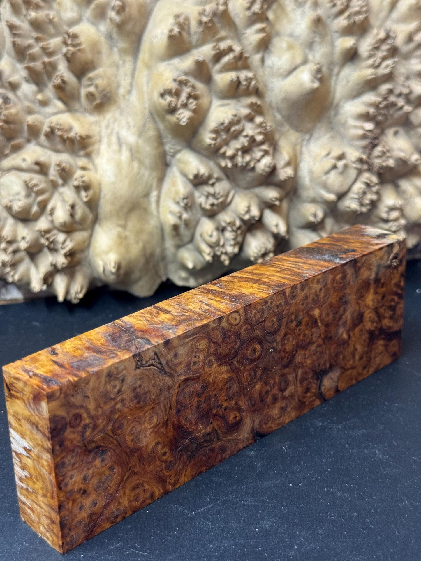 Stabilized Amboyna Burl Turning Block/ 1911 Grips / Knife Block AB5
