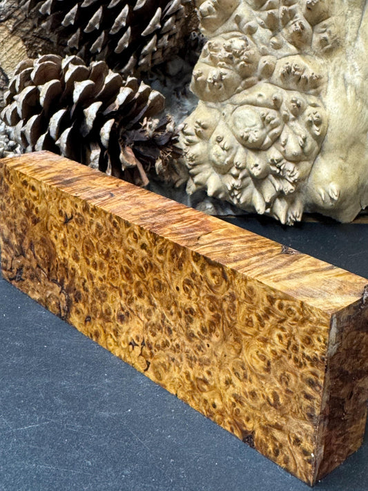 Stabilized Amboyna Burl Turning Block/ 1911 Grips / Knife Block AB9