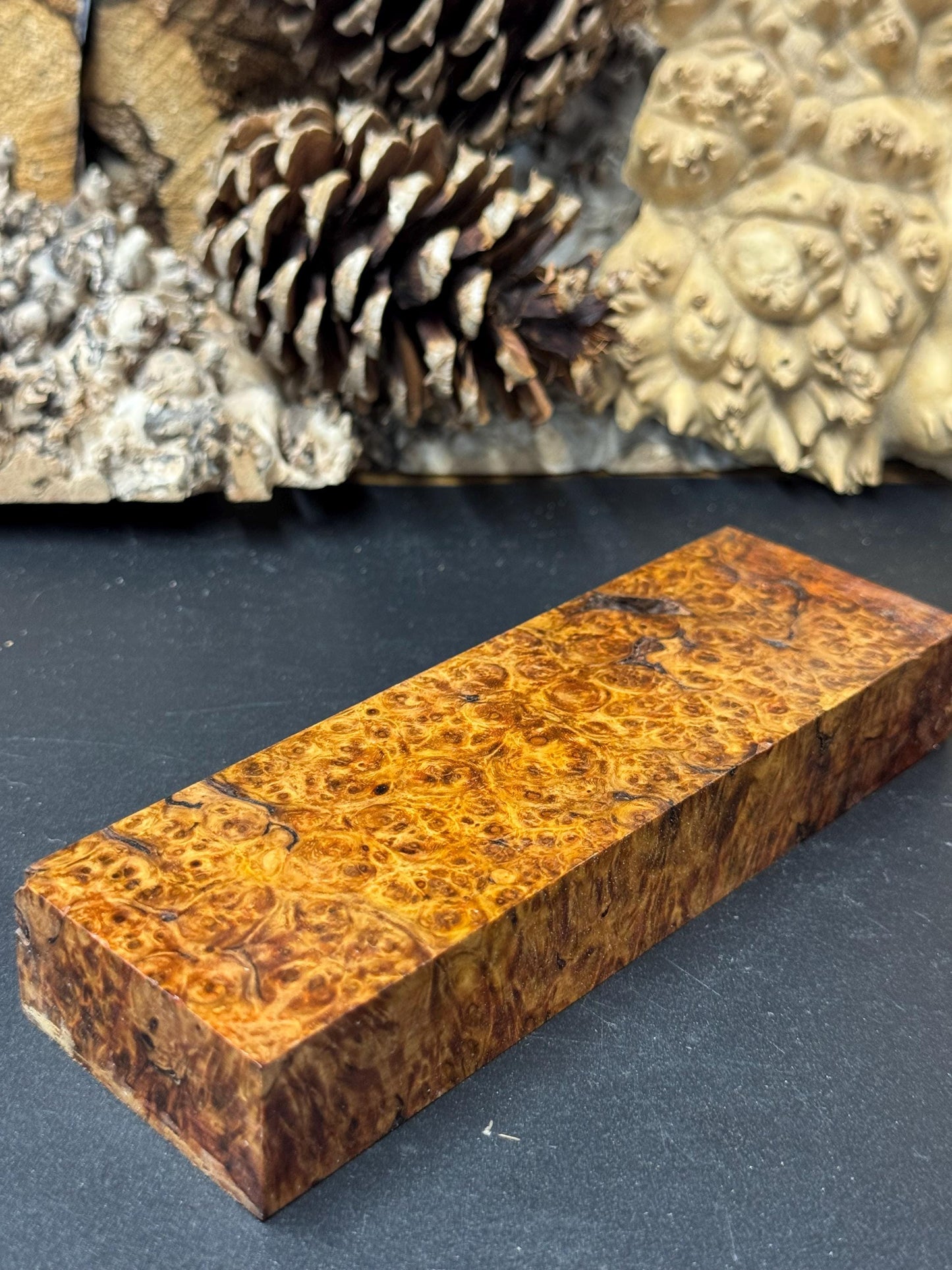 Stabilized Amboyna Burl Turning Block/ 1911 Grips / Knife Block AB9