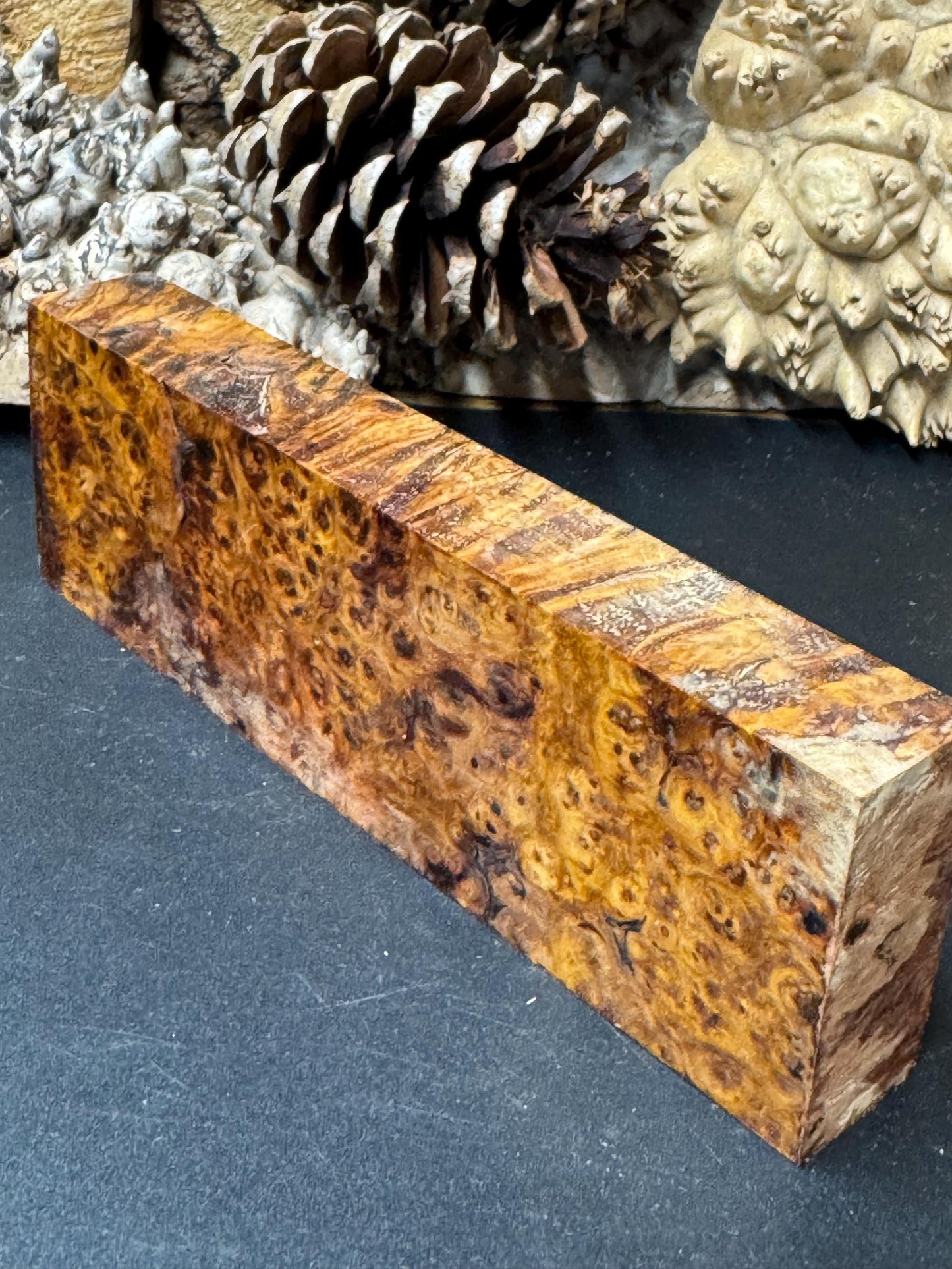 Stabilized Amboyna Burl Turning Block/ 1911 Grips / Knife Block AB10